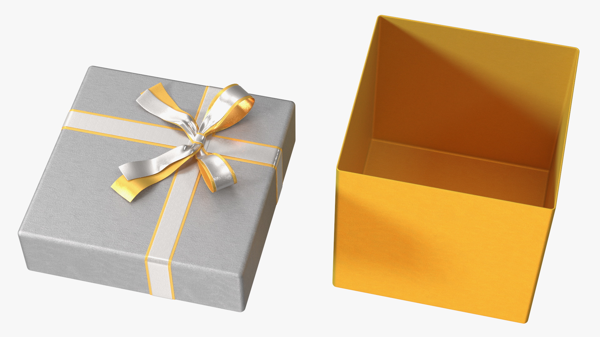 Wrapped Gift Box with Satin Ribbon 3D model