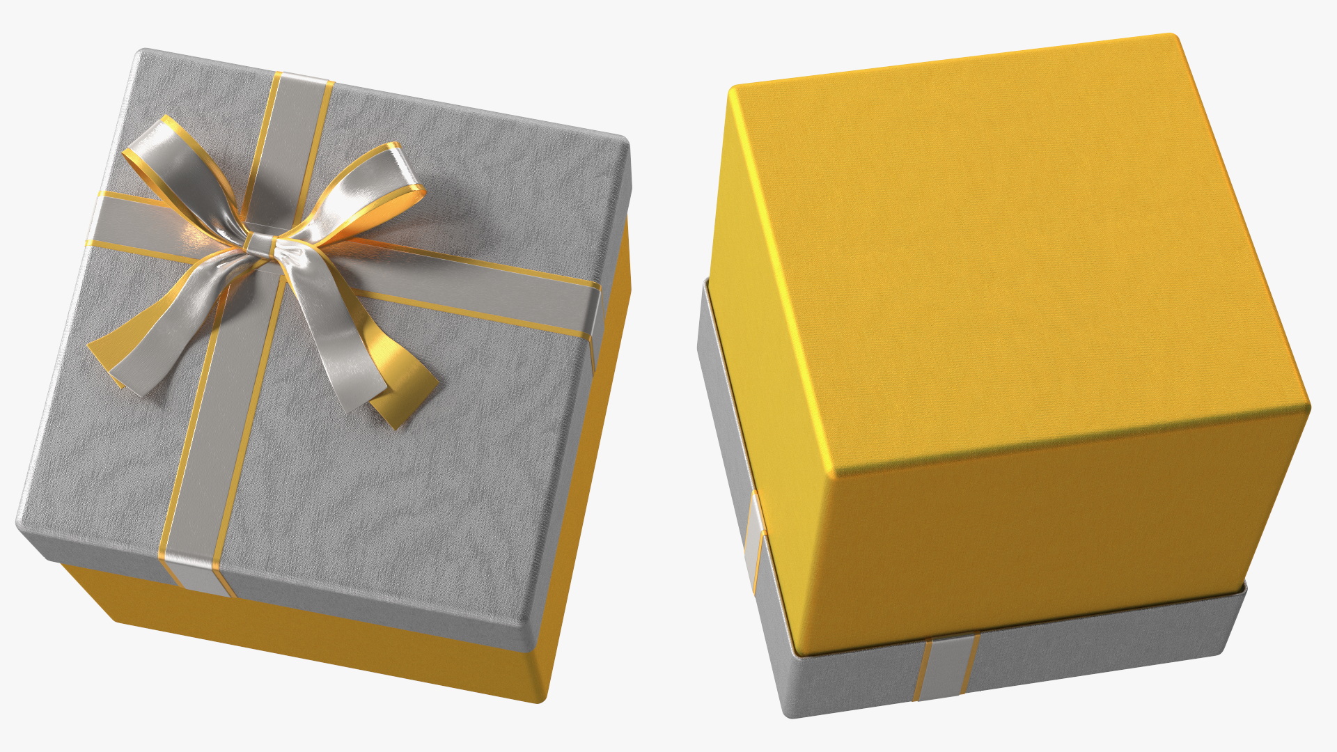 Wrapped Gift Box with Satin Ribbon 3D model
