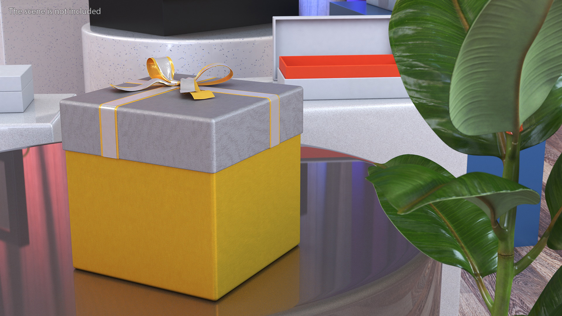 Wrapped Gift Box with Satin Ribbon 3D model