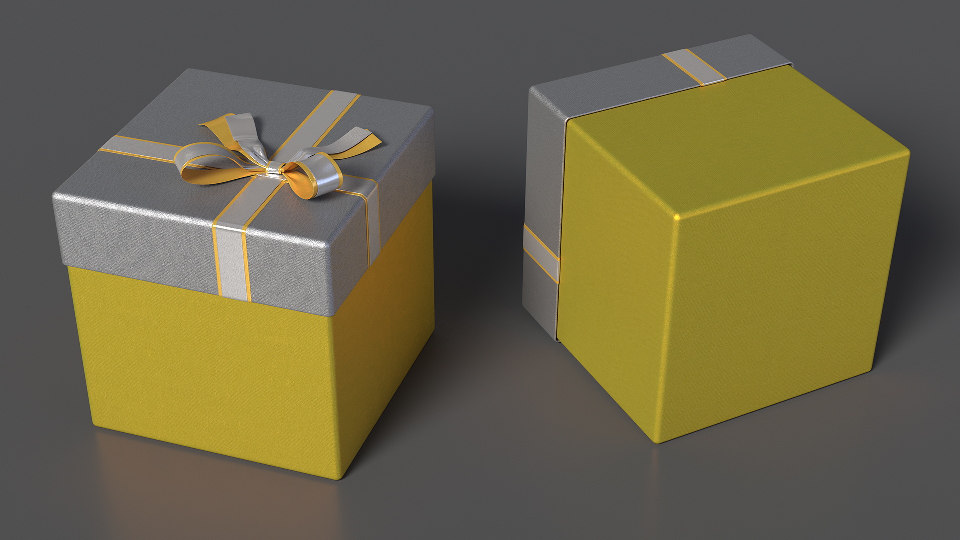 Wrapped Gift Box with Satin Ribbon 3D model