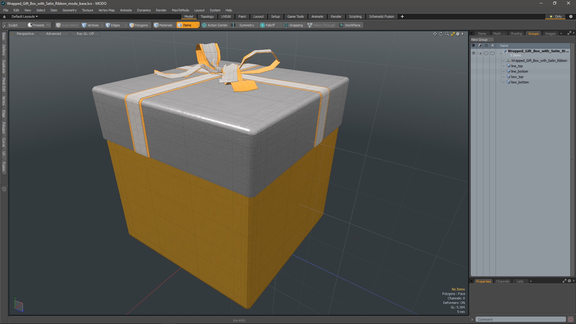 Wrapped Gift Box with Satin Ribbon 3D model