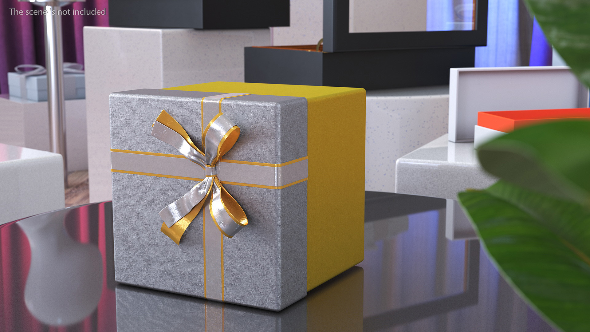 Wrapped Gift Box with Satin Ribbon 3D model