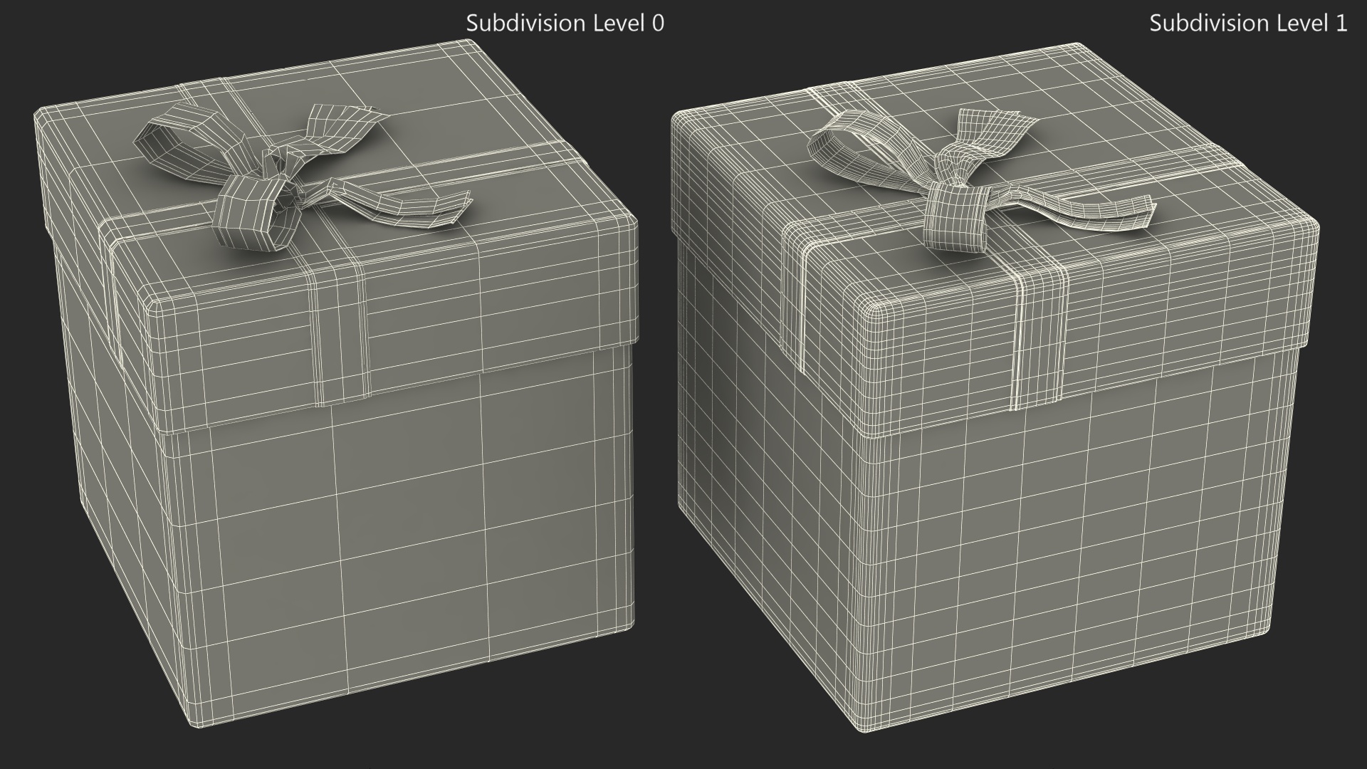 Wrapped Gift Box with Satin Ribbon 3D model