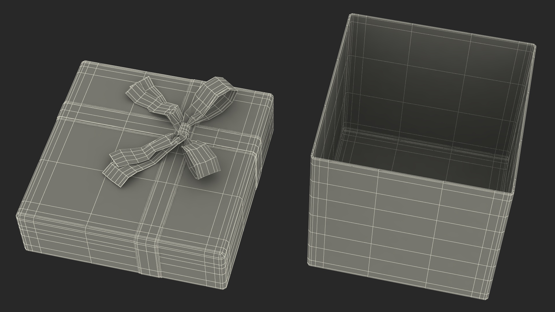 Wrapped Gift Box with Satin Ribbon 3D model