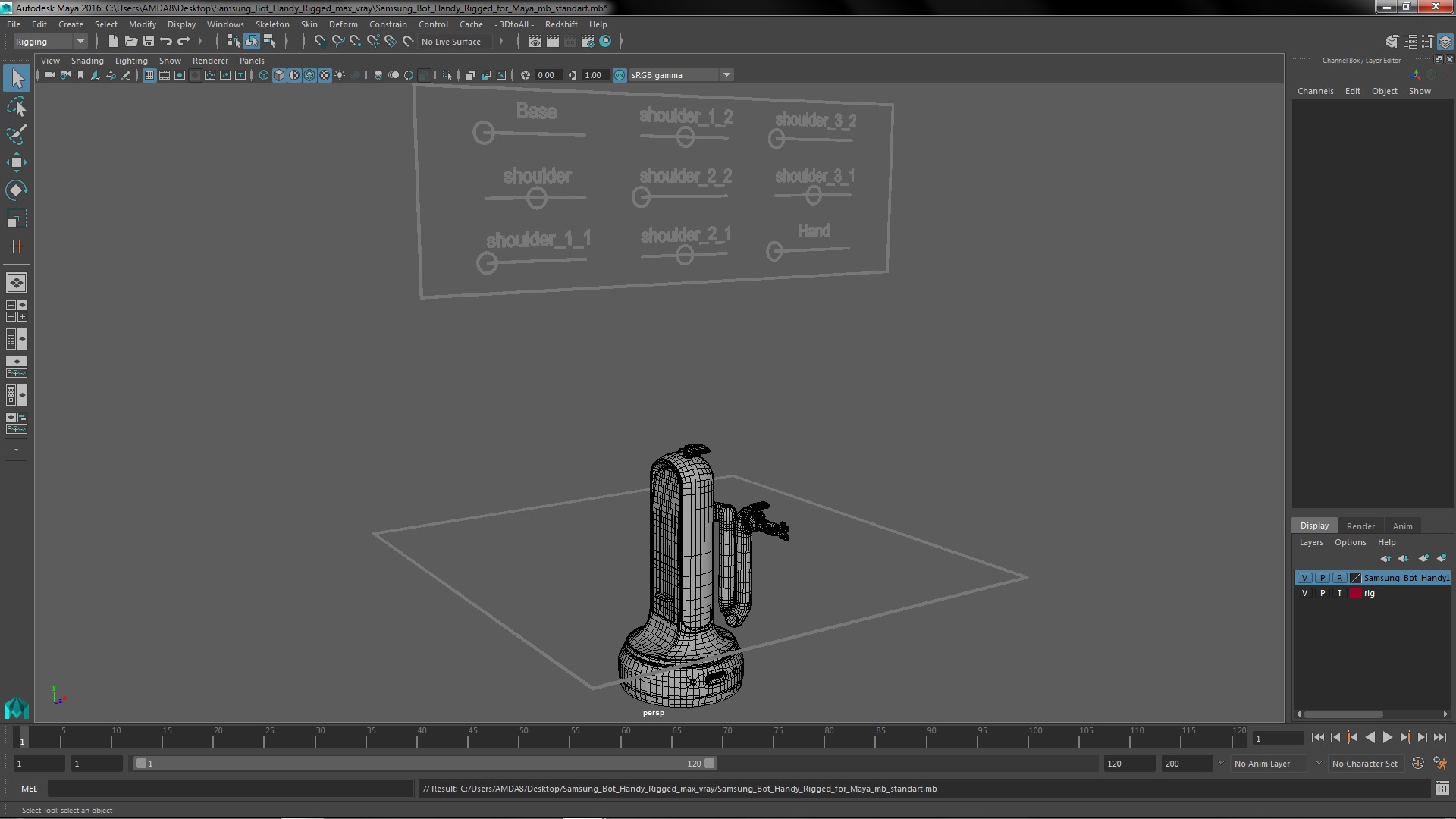 3D Samsung Bot Handy Rigged for Maya model