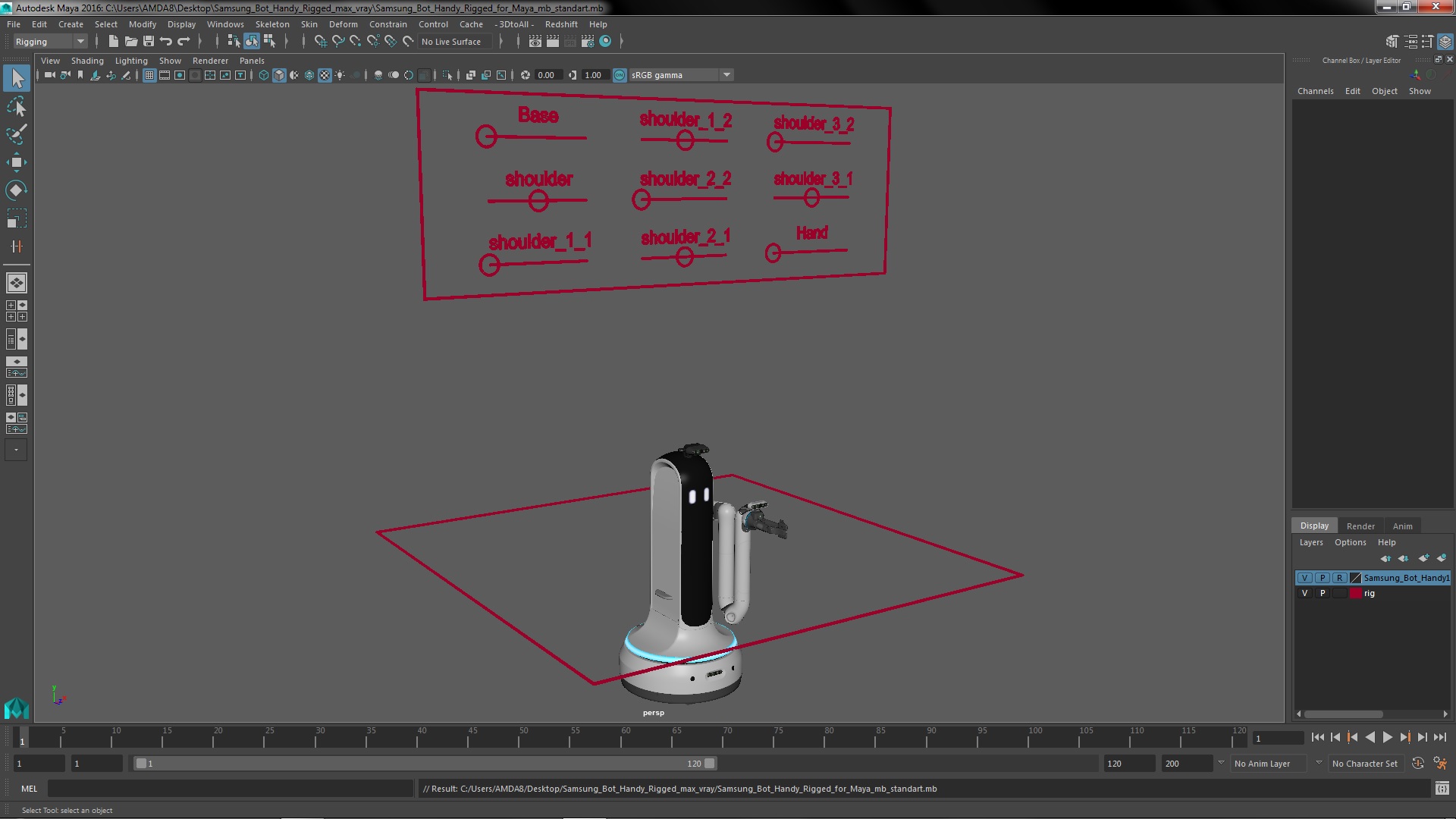 3D Samsung Bot Handy Rigged for Maya model