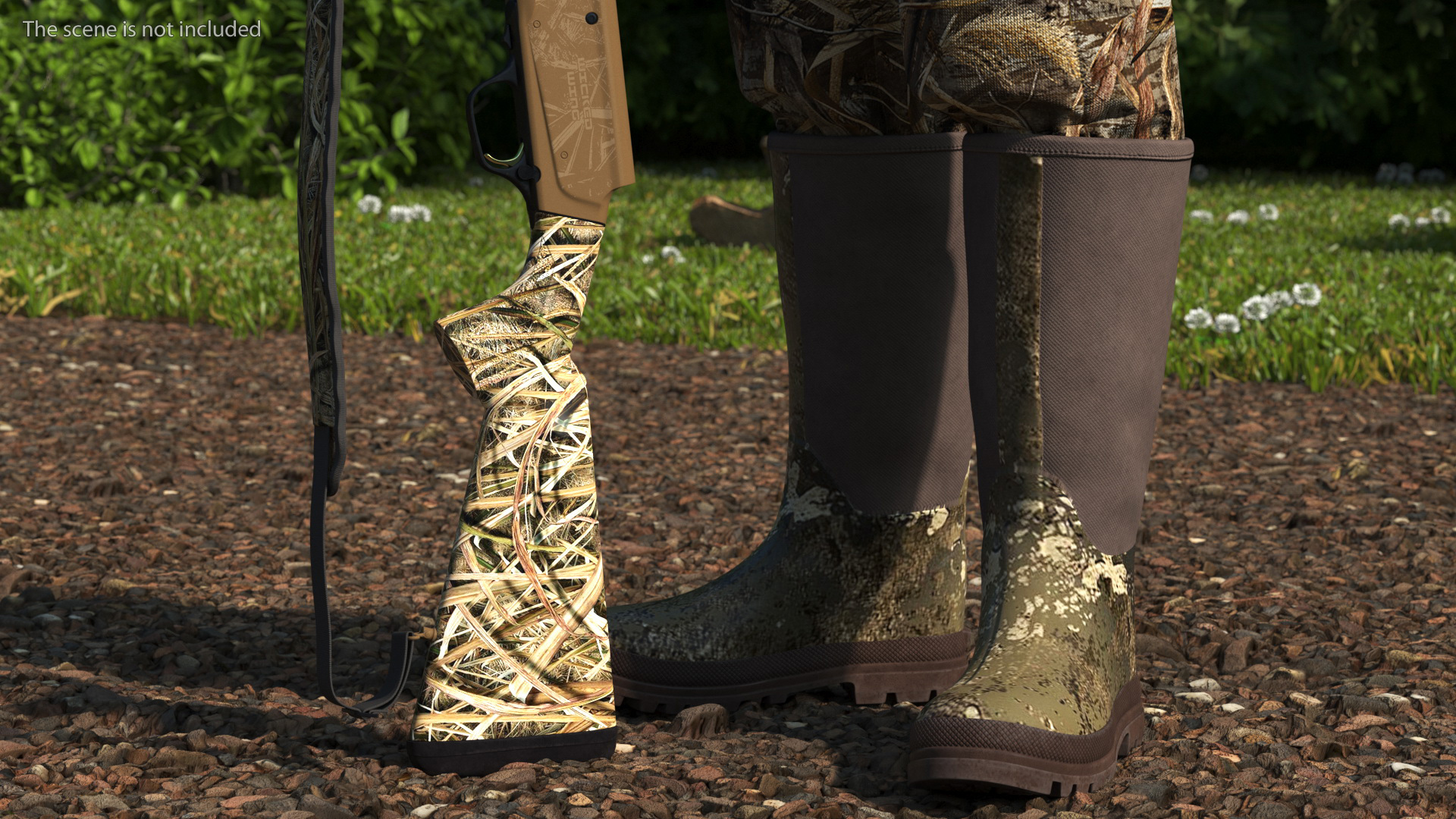3D Man On Duck Hunt Standing in Grass Camo Fur model