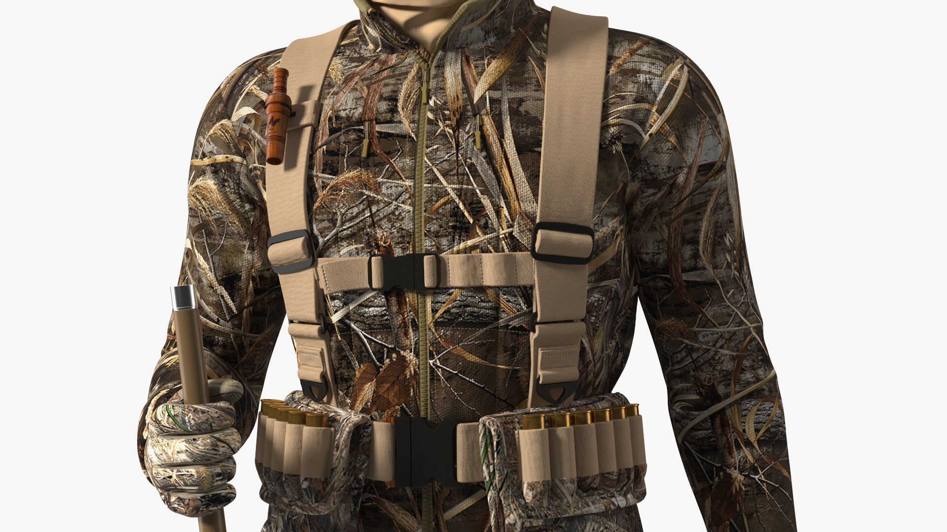 3D Man On Duck Hunt Standing in Grass Camo Fur model