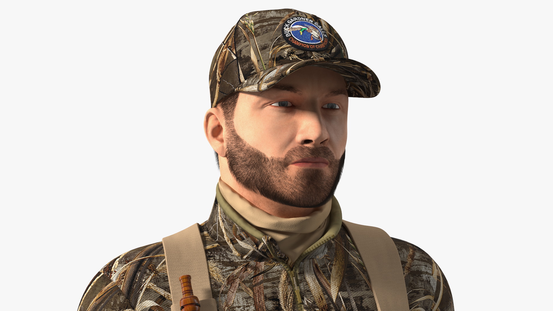 3D Man On Duck Hunt Standing in Grass Camo Fur model