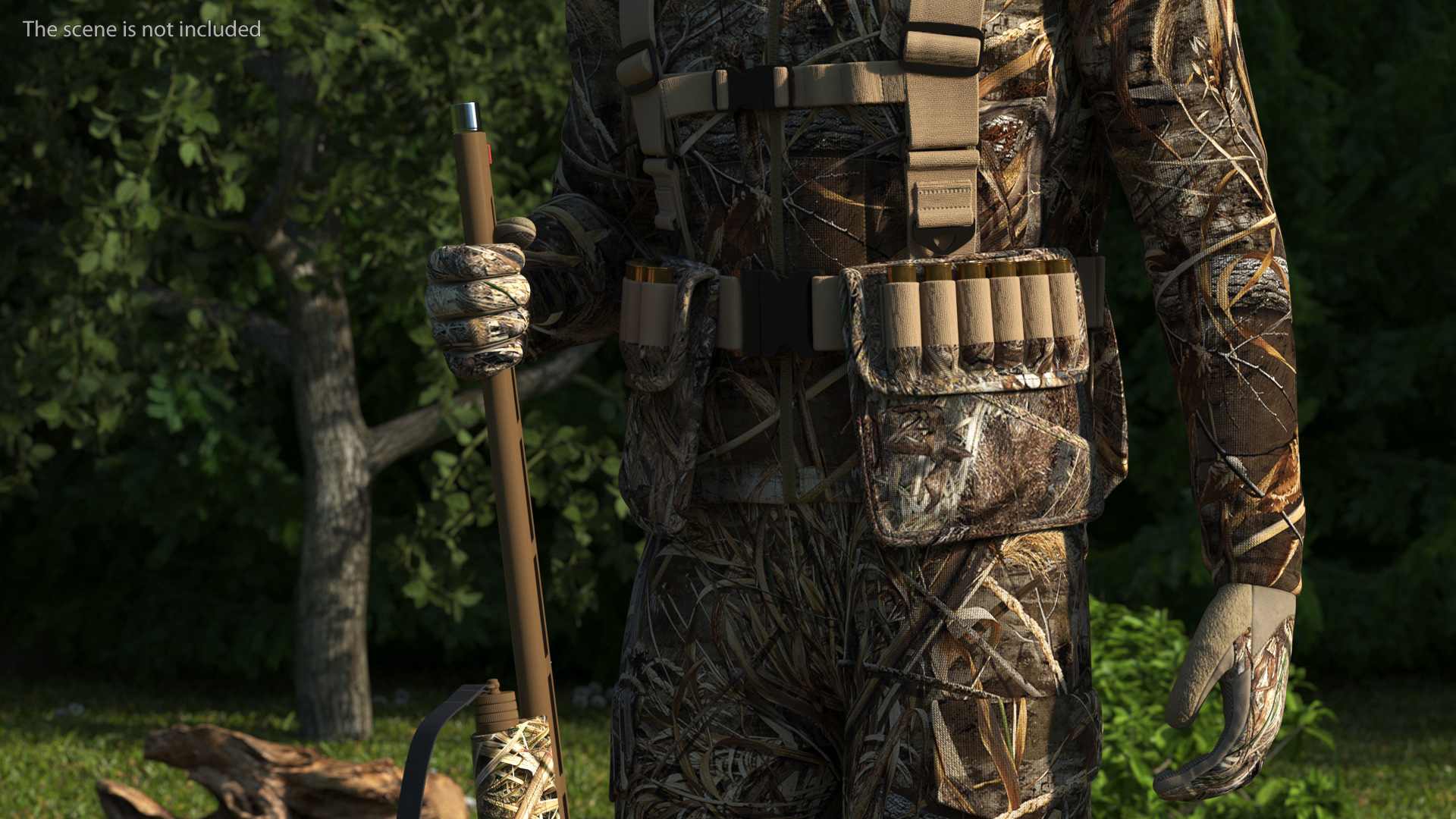 3D Man On Duck Hunt Standing in Grass Camo Fur model