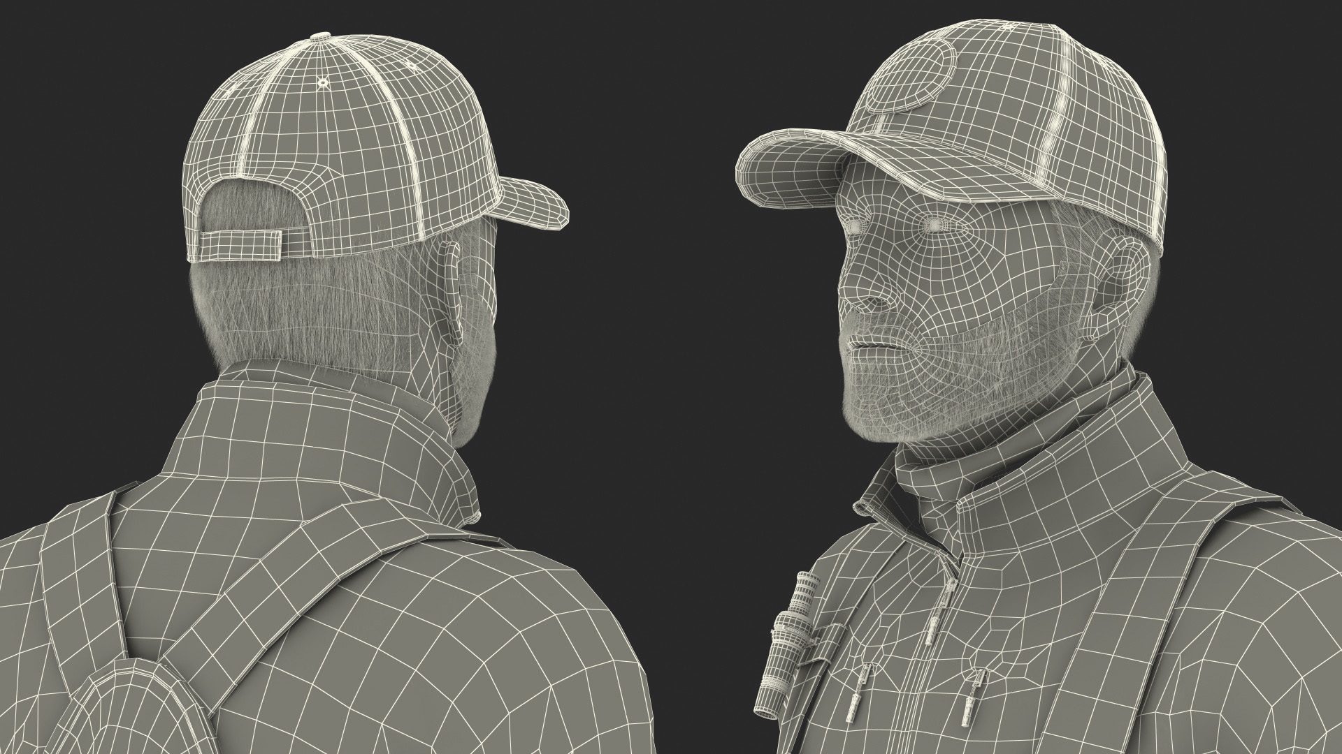 3D Man On Duck Hunt Standing in Grass Camo Fur model