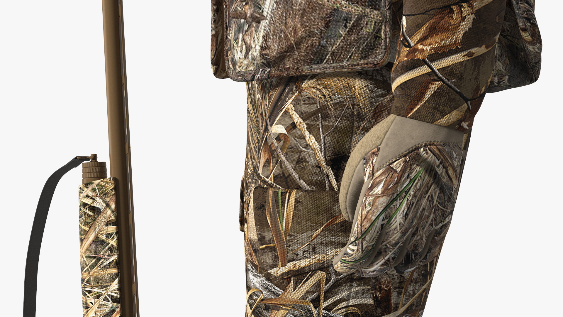 3D Man On Duck Hunt Standing in Grass Camo Fur model
