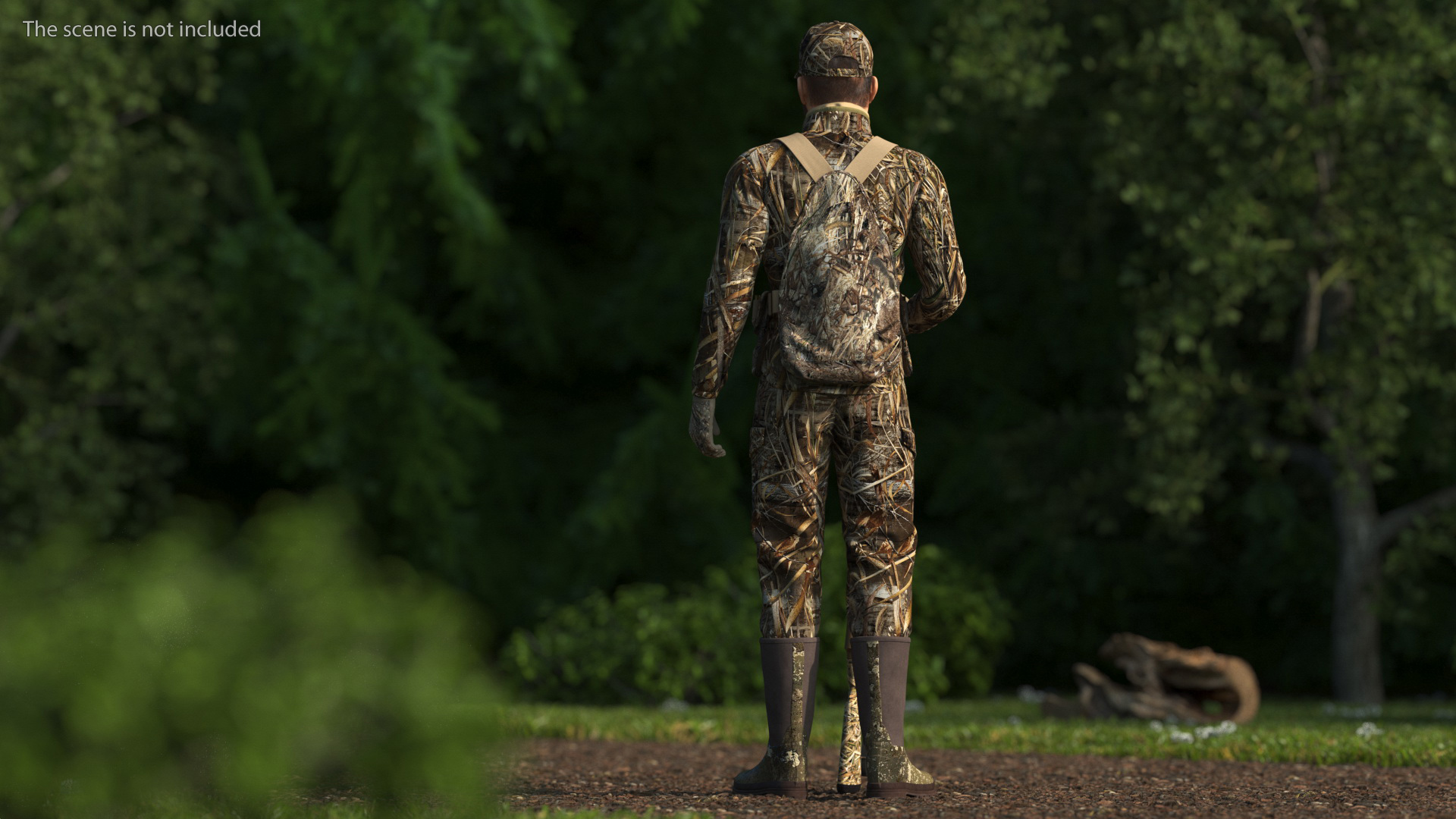 3D Man On Duck Hunt Standing in Grass Camo Fur model