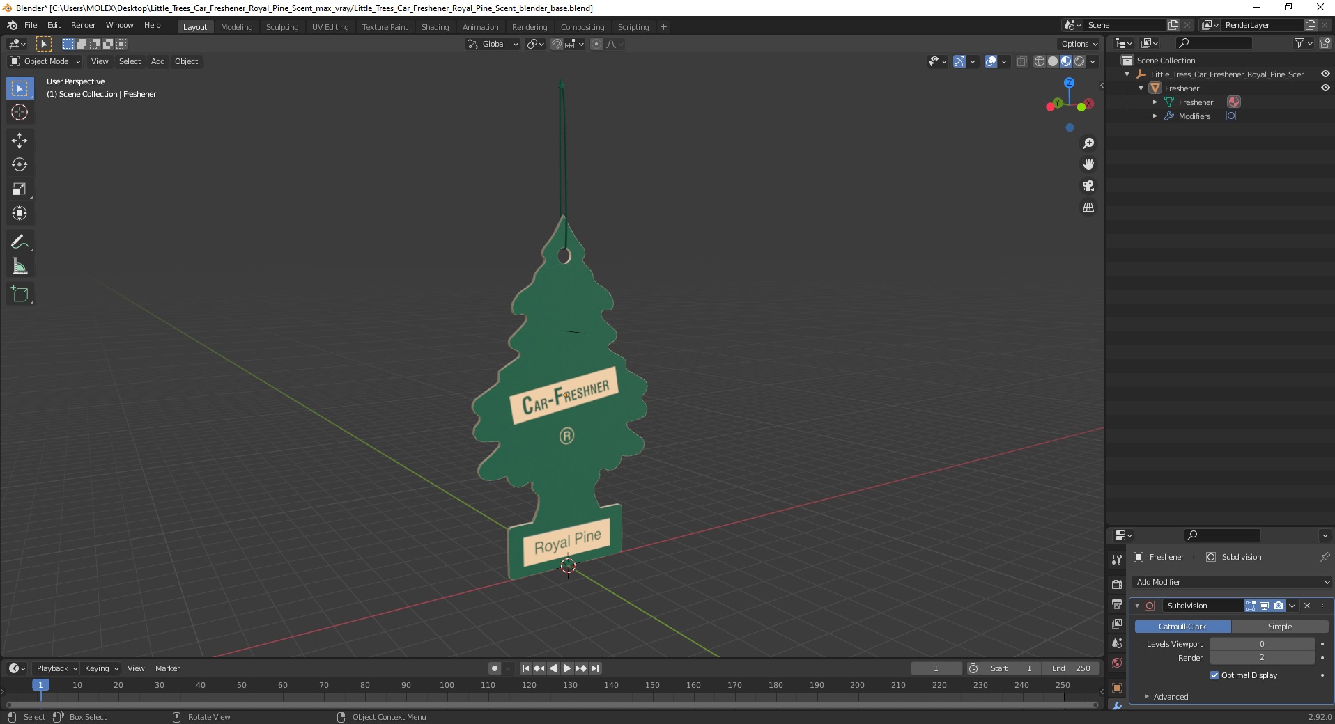 3D Little Trees Car Freshener Royal Pine Scent model