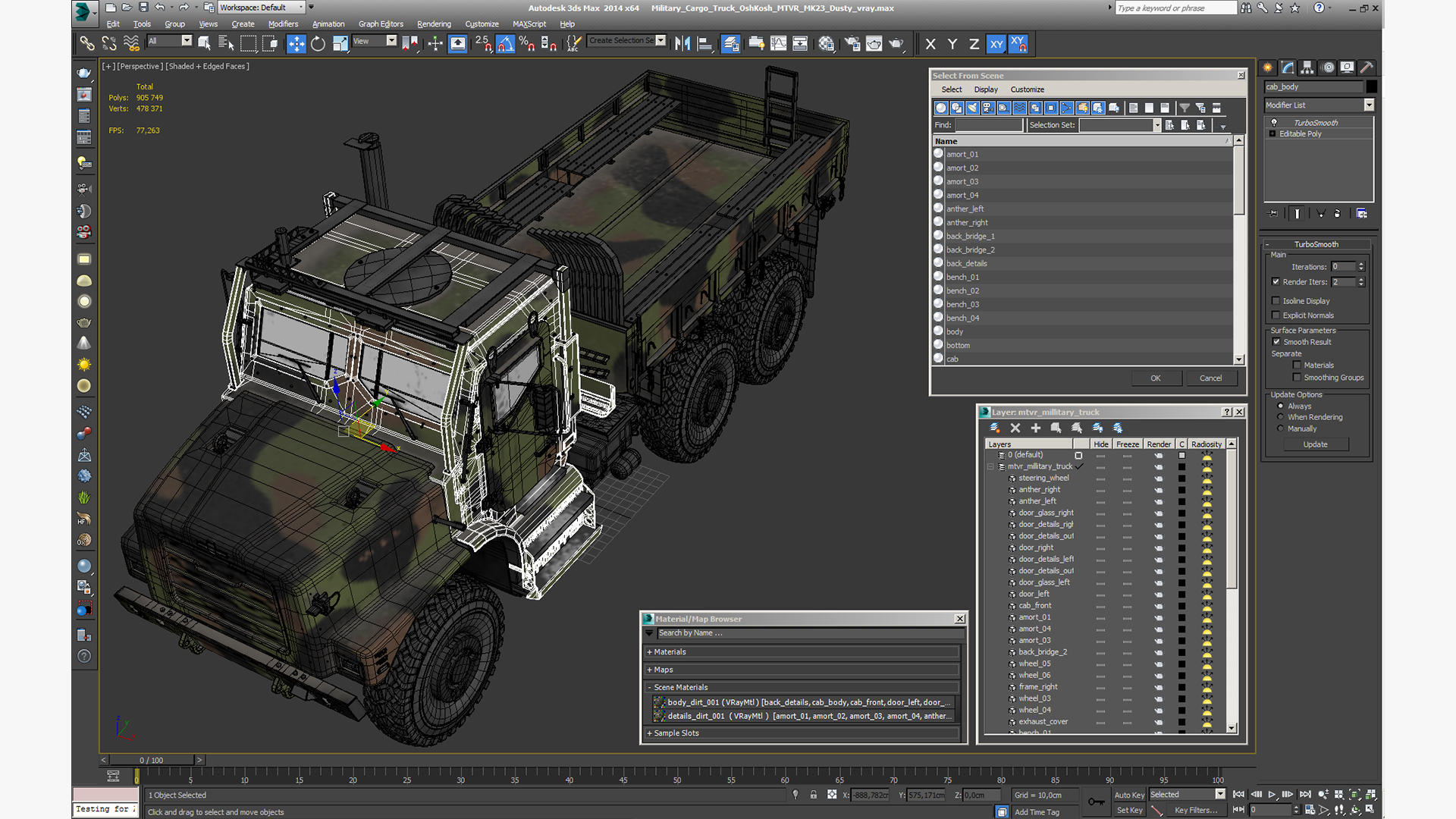 Military Cargo Truck OshKosh MTVR MK23 Dusty 3D model