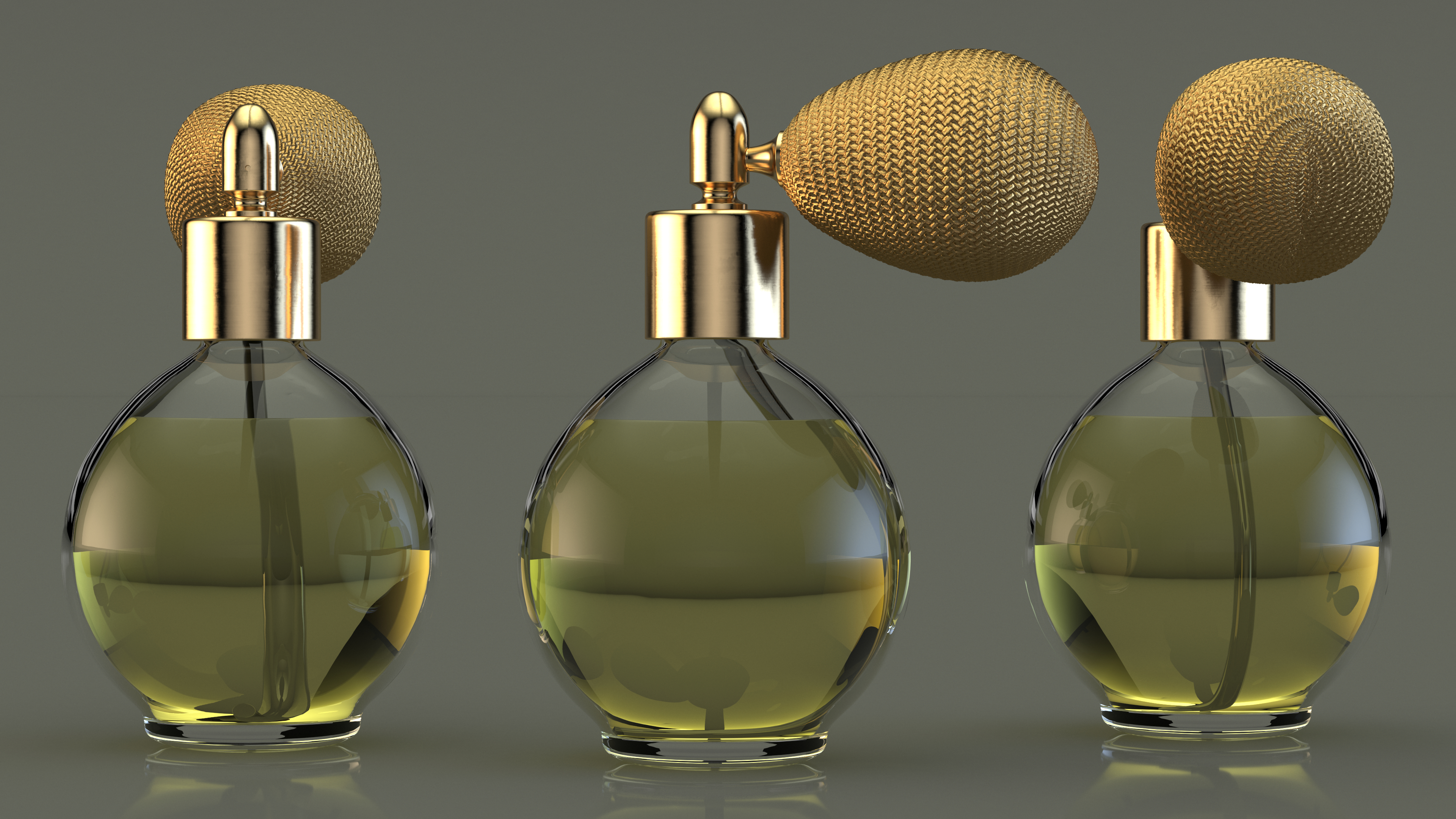 3D Ball Pump Perfume Bottle Golden