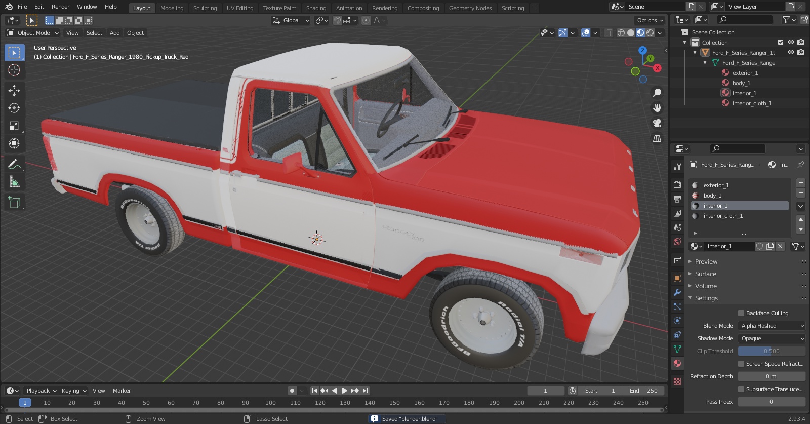 Ford F Series Ranger 1980 Pickup Truck Red 3D
