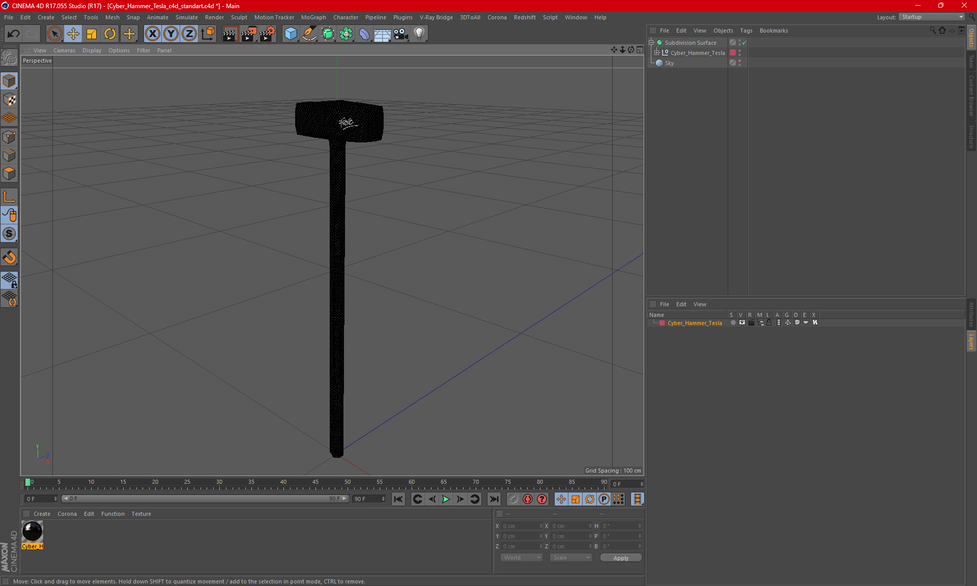 3D Cyber Hammer Tesla model