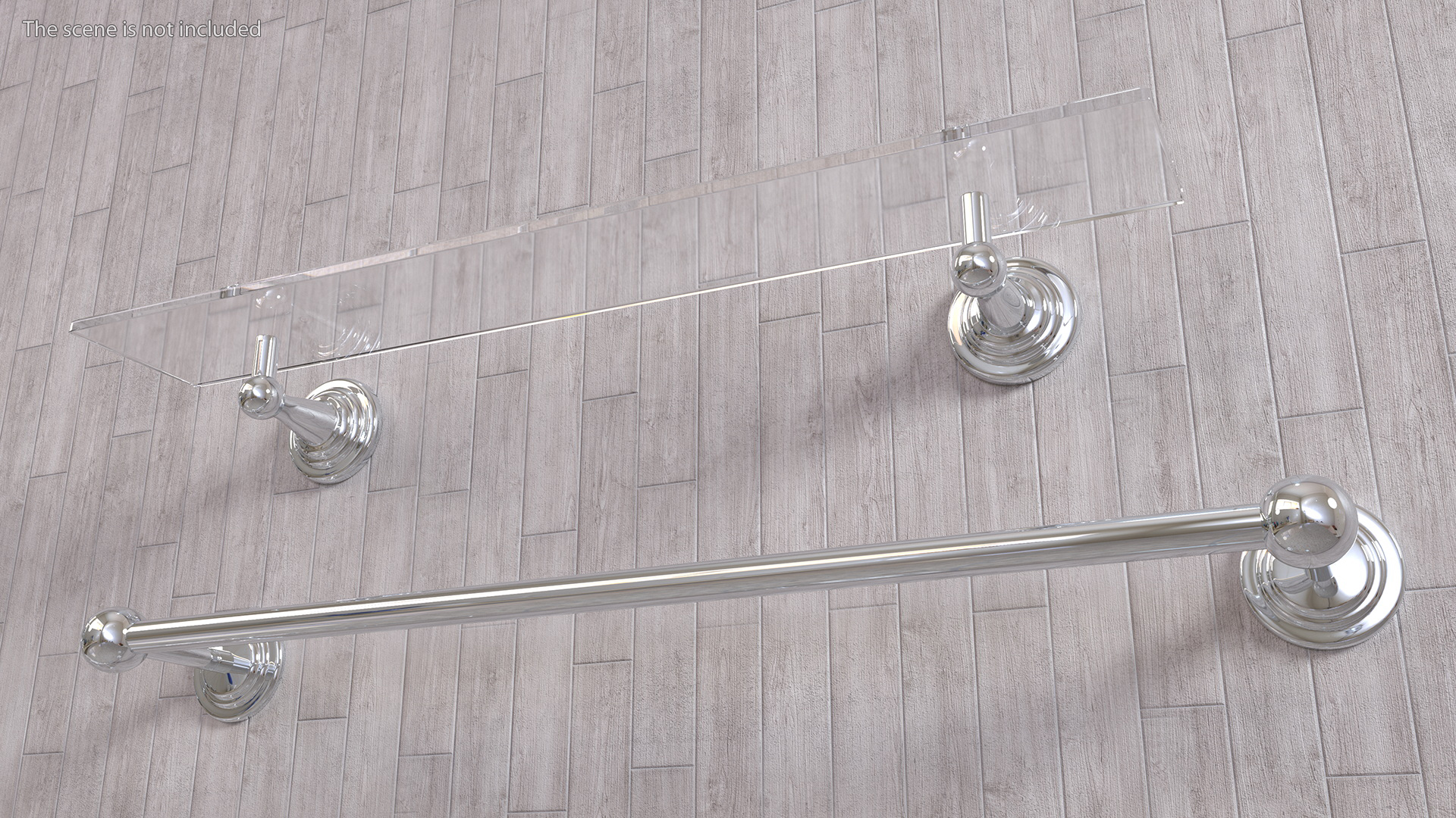 3D Bathroom Wall Accessories Set Chrome