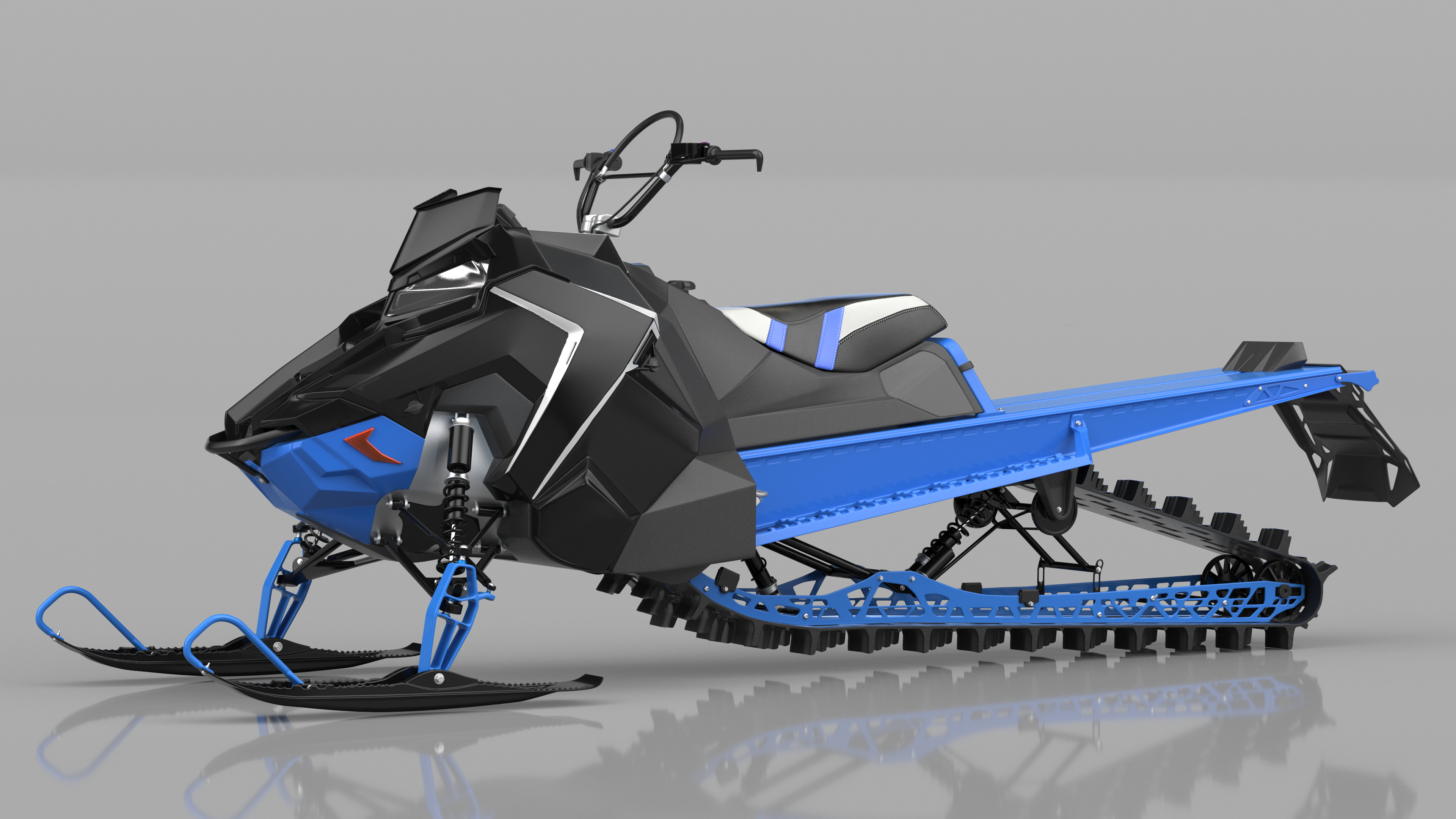3D Electric Snowmobile Blue Rigged