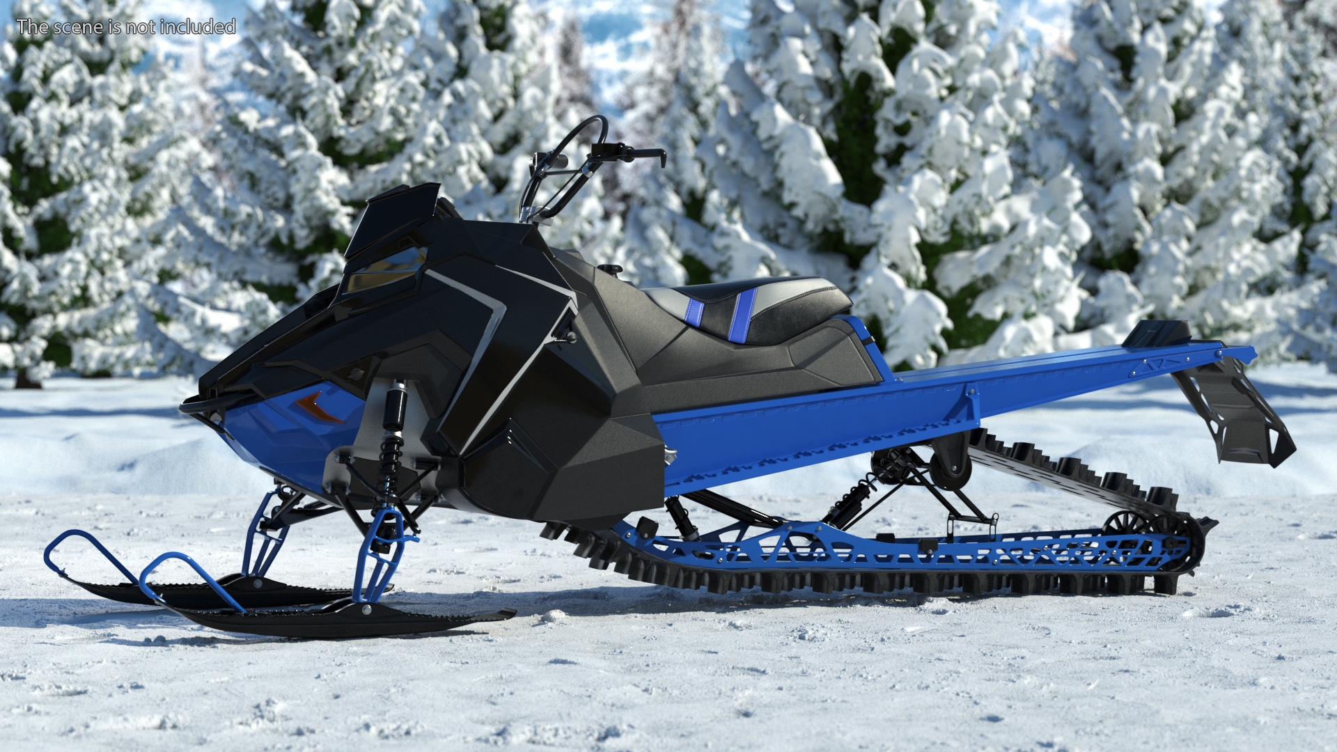3D Electric Snowmobile Blue Rigged