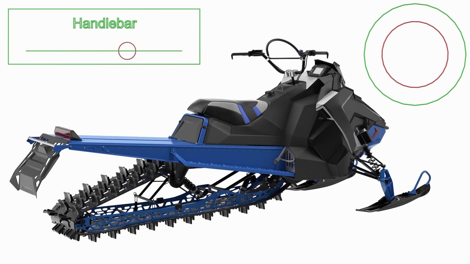 3D Electric Snowmobile Blue Rigged