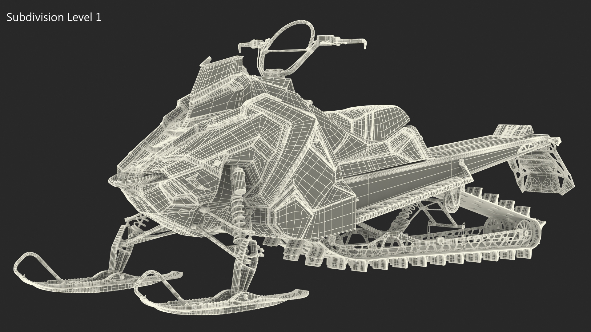 3D Electric Snowmobile Blue Rigged