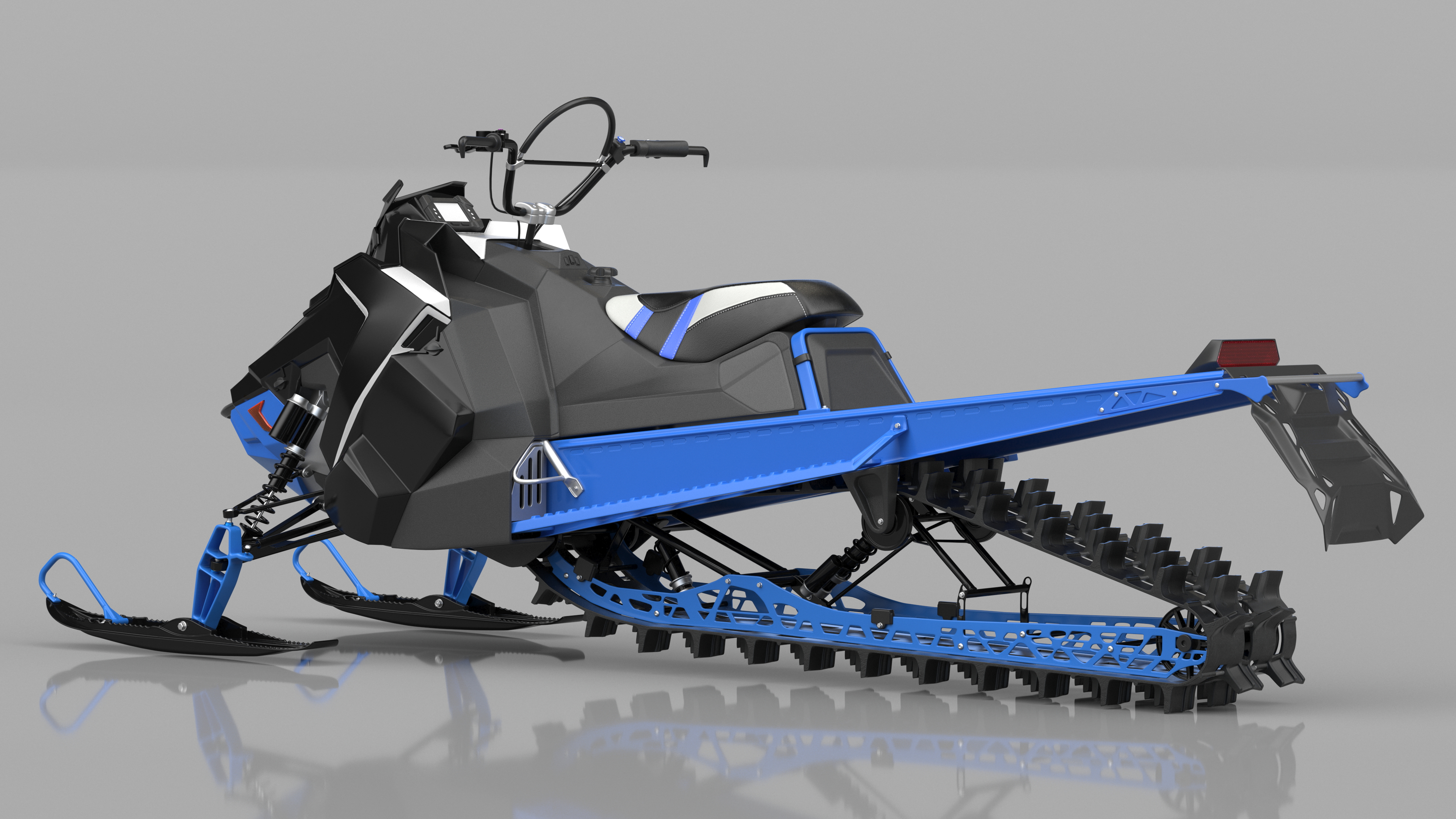 3D Electric Snowmobile Blue Rigged