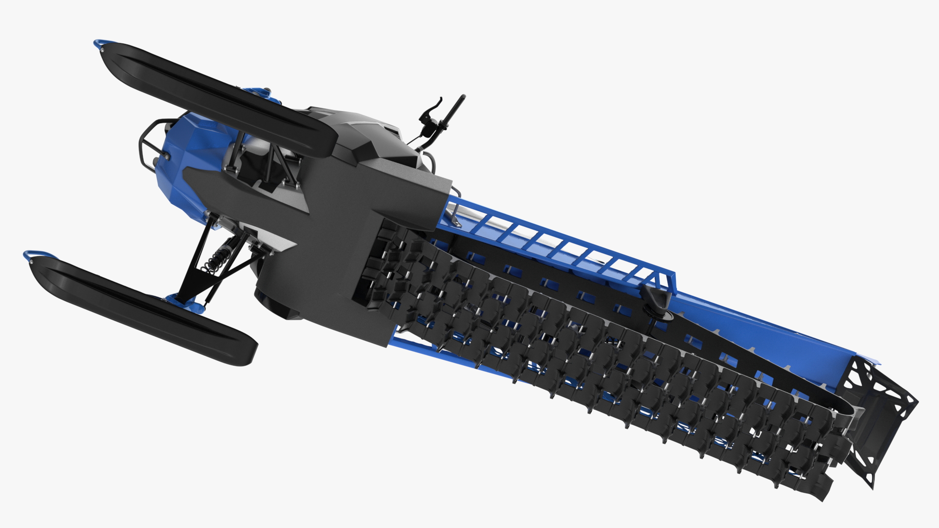 3D Electric Snowmobile Blue Rigged