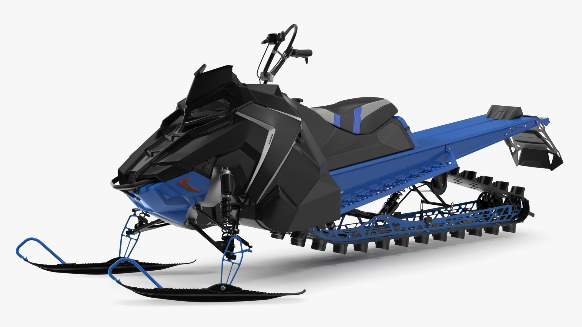3D Electric Snowmobile Blue Rigged