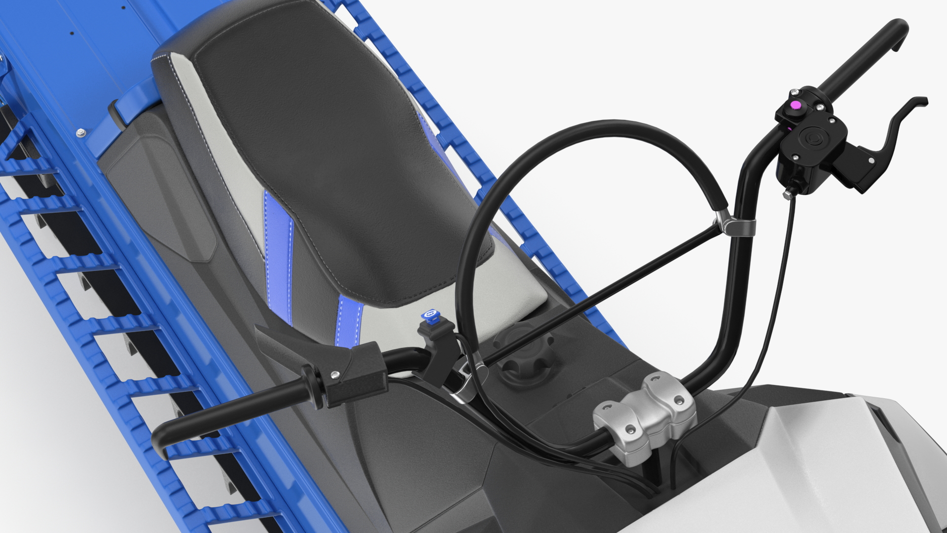 3D Electric Snowmobile Blue Rigged