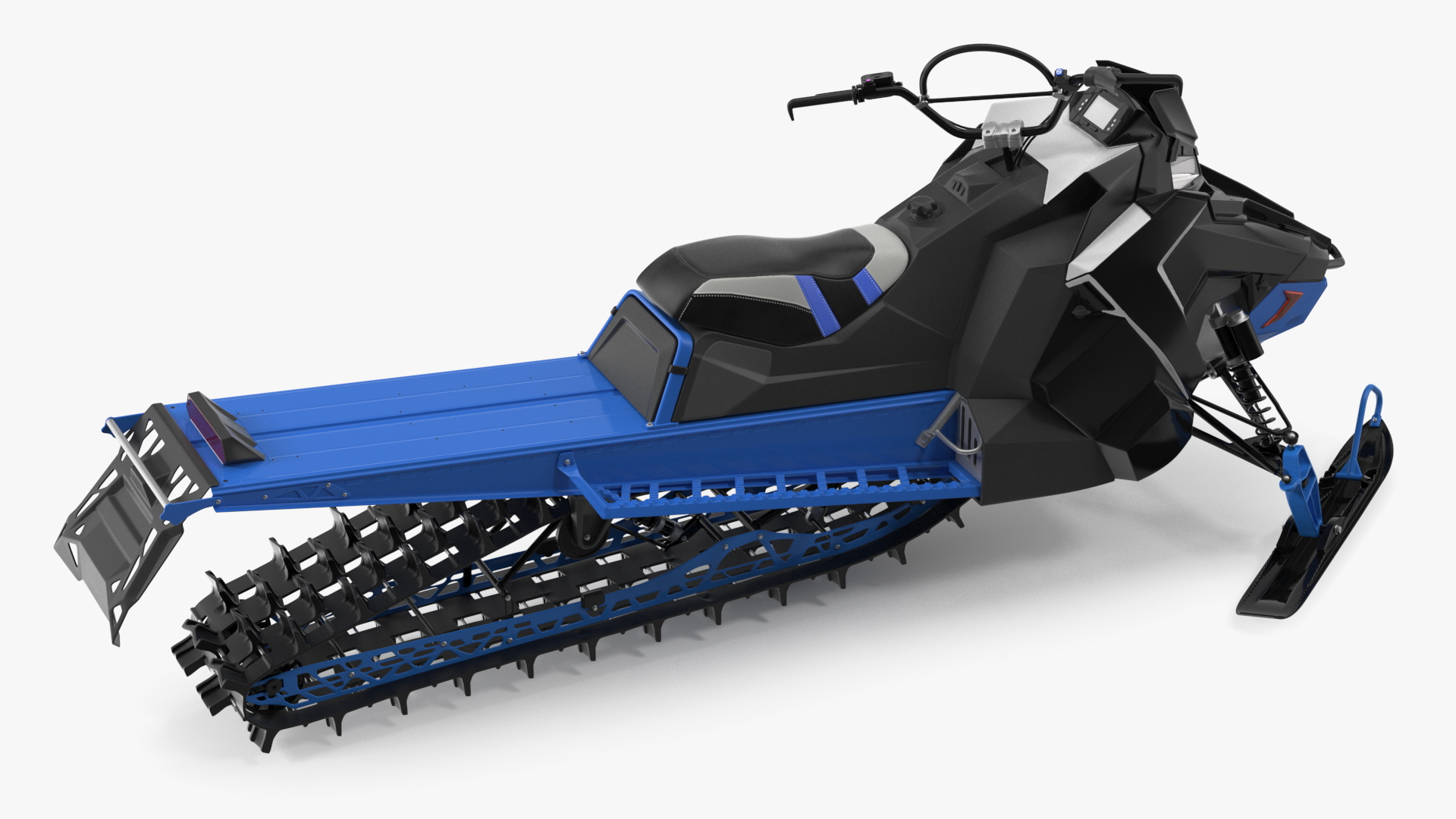 3D Electric Snowmobile Blue Rigged