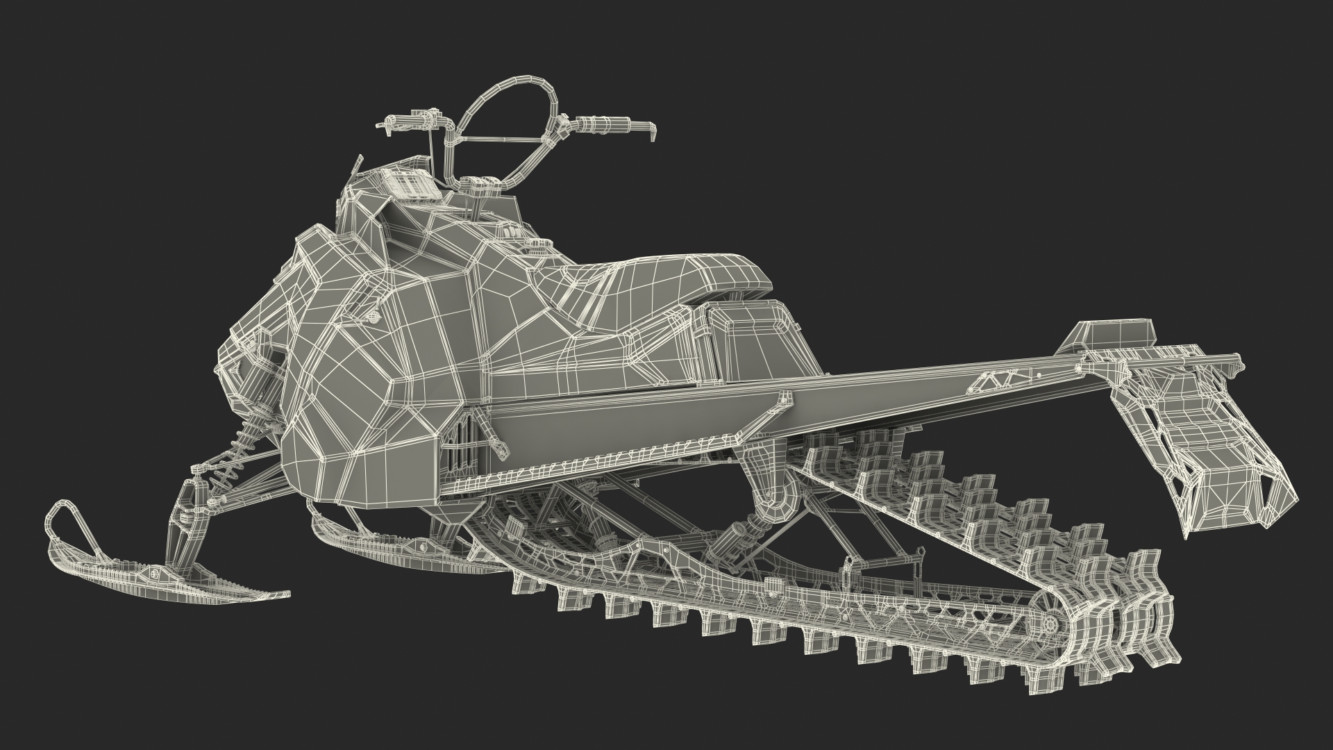 3D Electric Snowmobile Blue Rigged