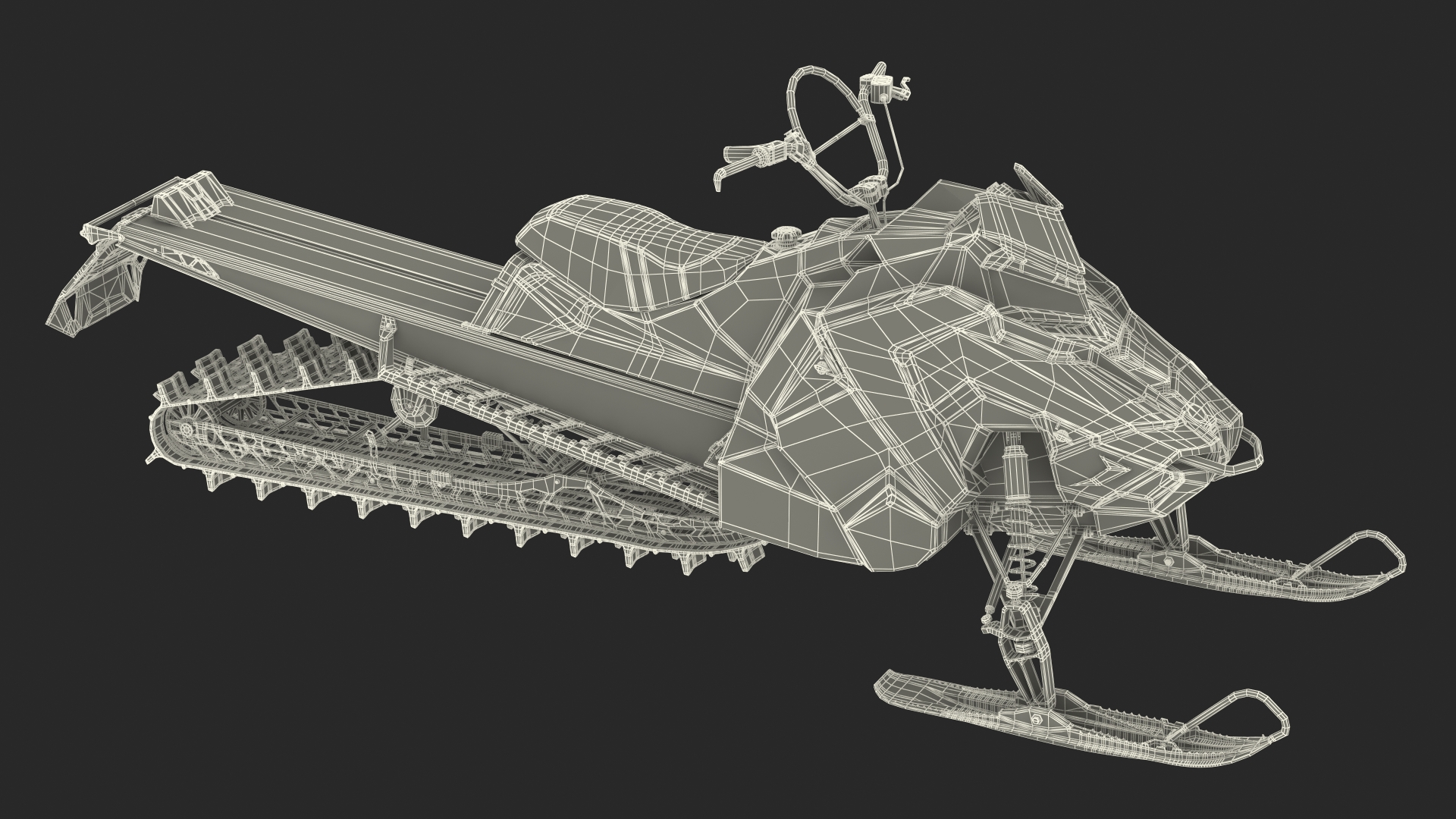 3D Electric Snowmobile Blue Rigged