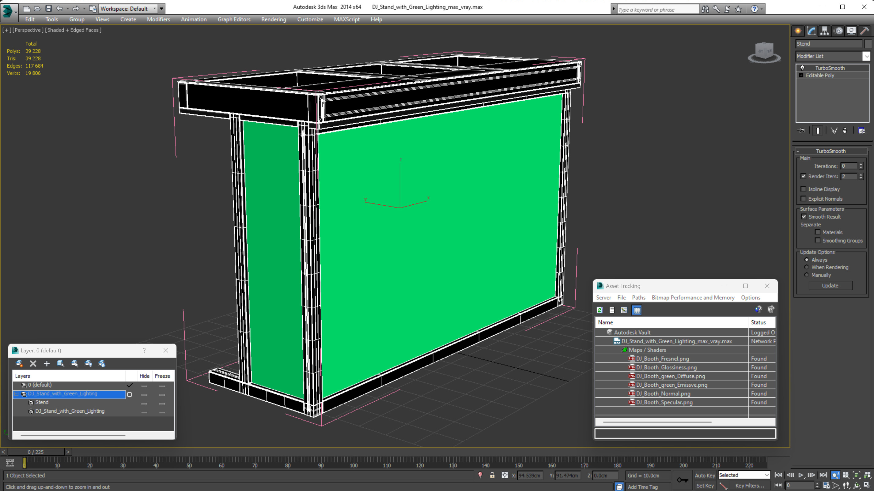 3D DJ Stand with Green Lighting model