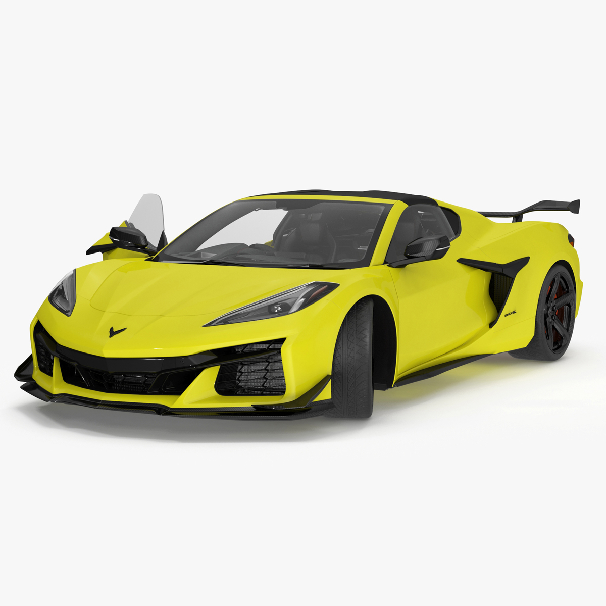 3D Yellow Chevy Corvette Z0 2023 Coupe Rigged for Cinema 4D