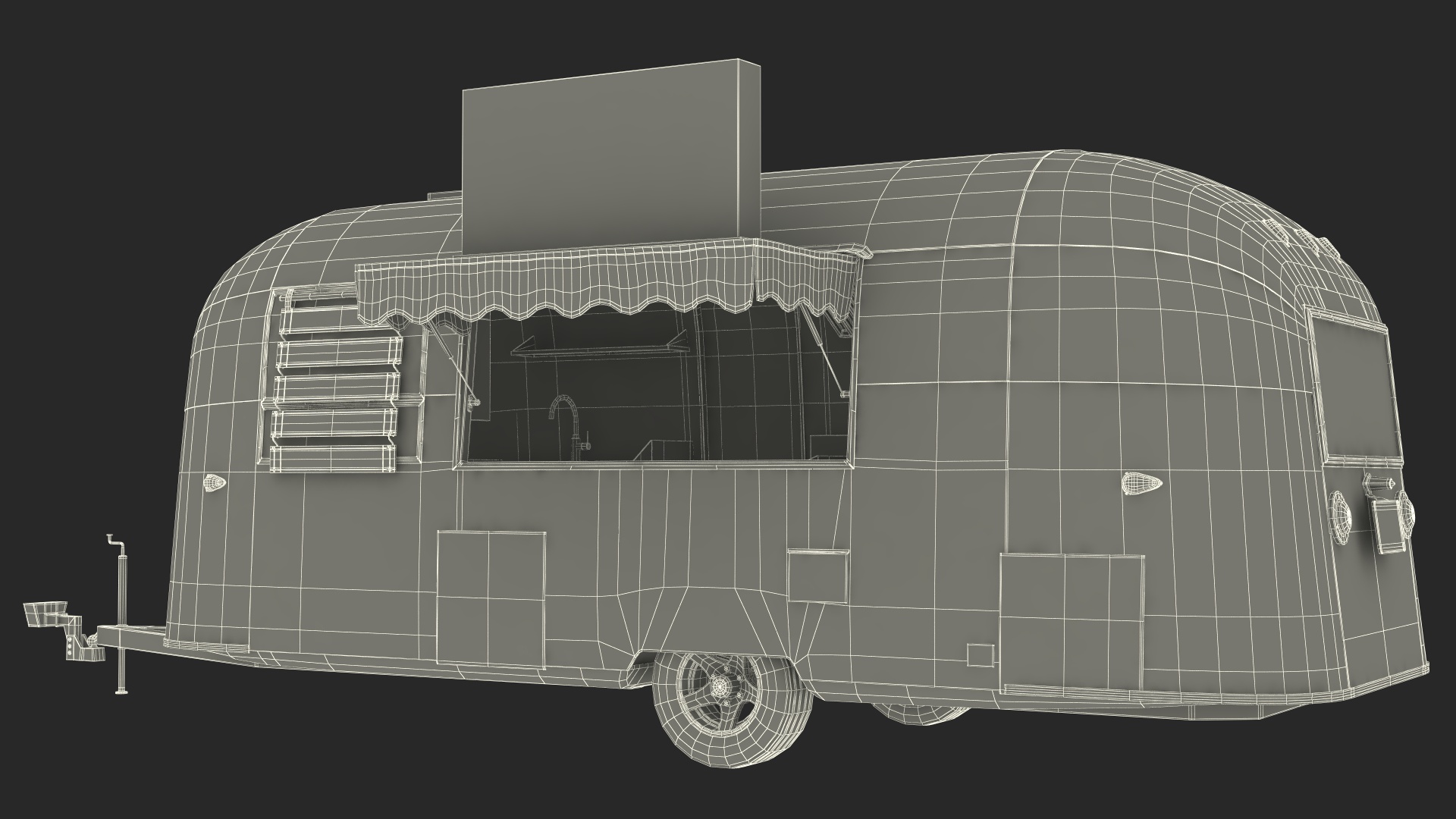 3D Small Mobile Food Cart Red Mockup model