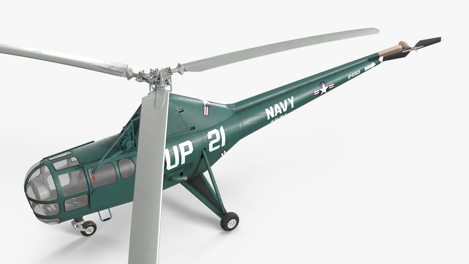 Navy Helicopter Sikorsky H-5 Green 3D model