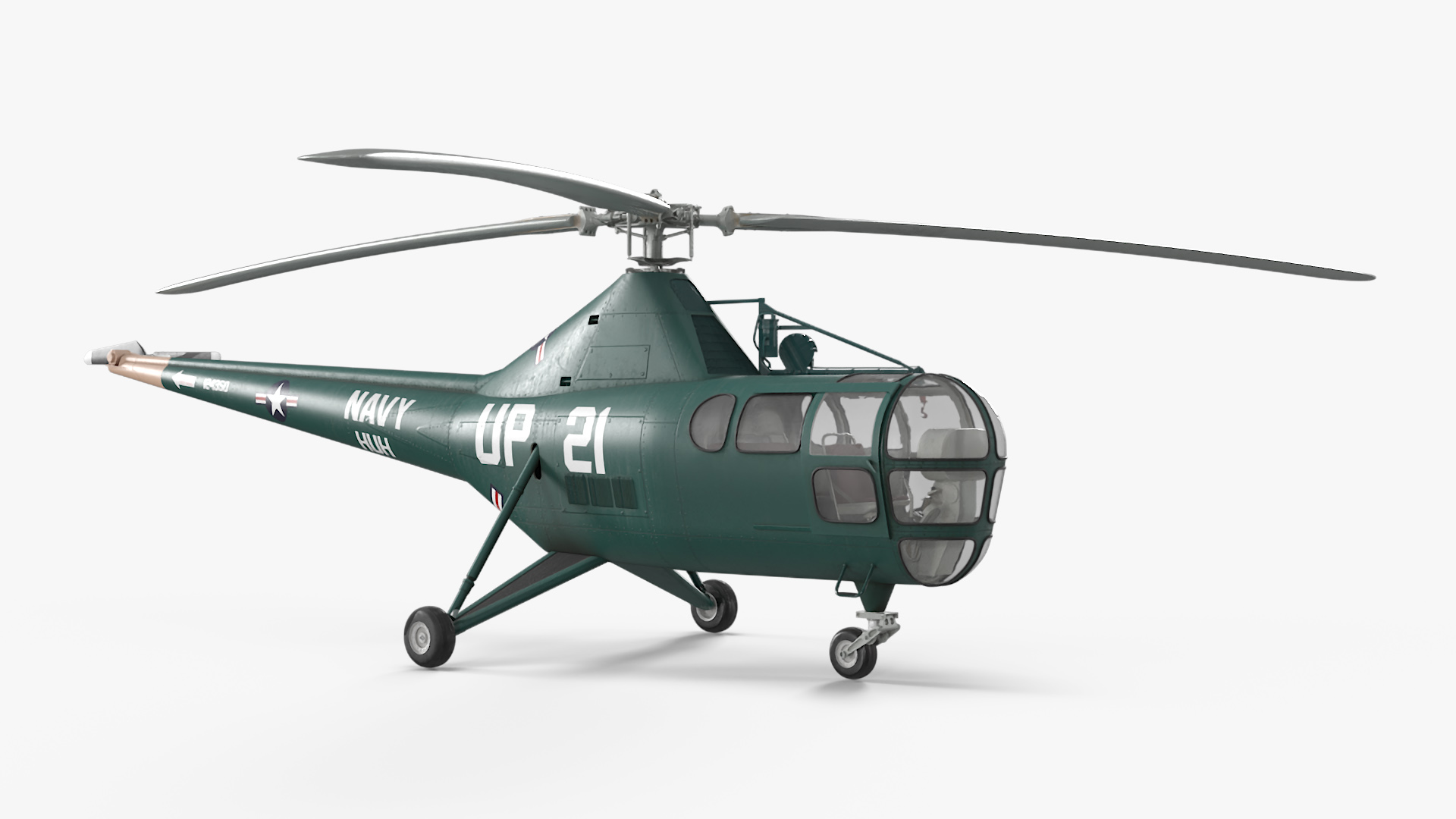 Navy Helicopter Sikorsky H-5 Green 3D model