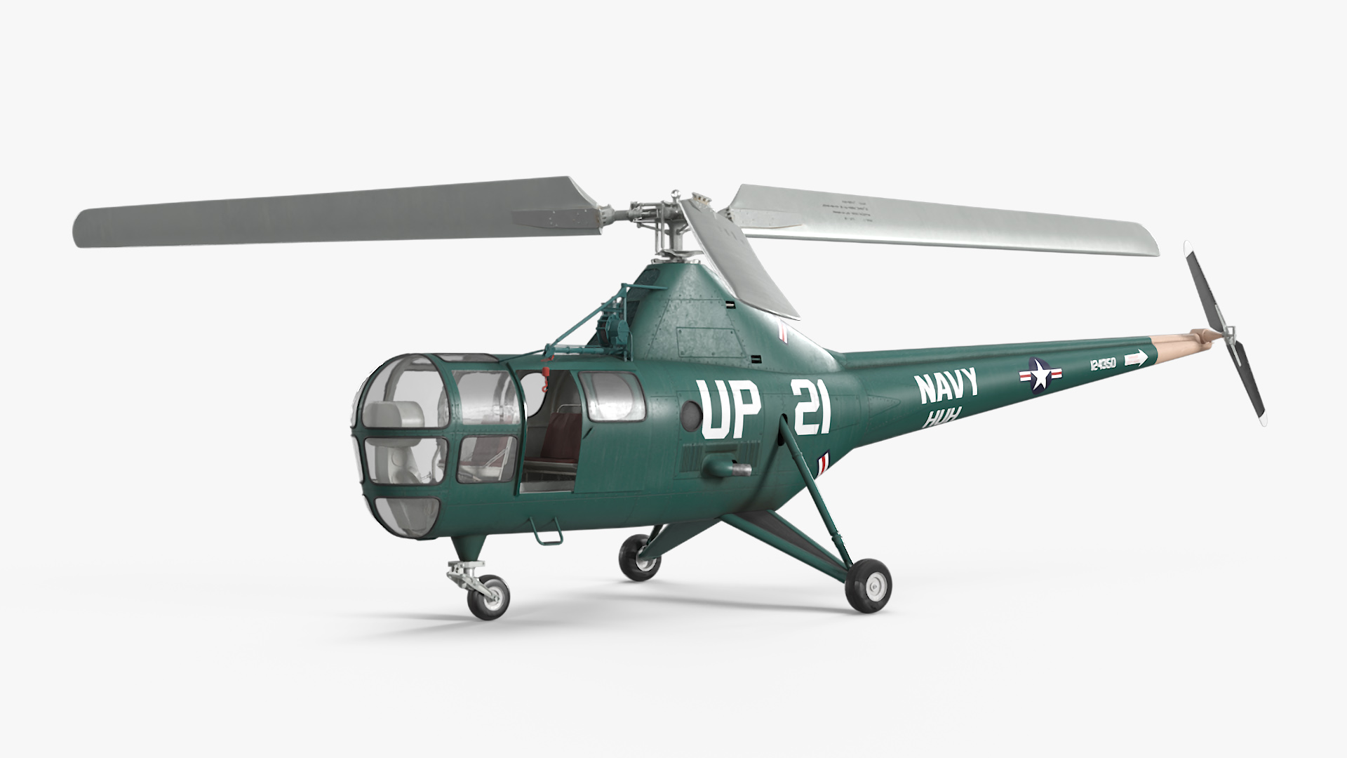 Navy Helicopter Sikorsky H-5 Green 3D model
