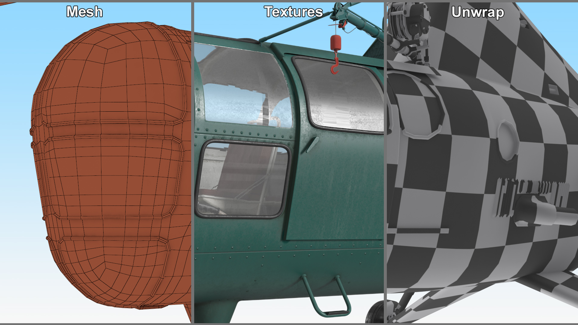 Navy Helicopter Sikorsky H-5 Green 3D model