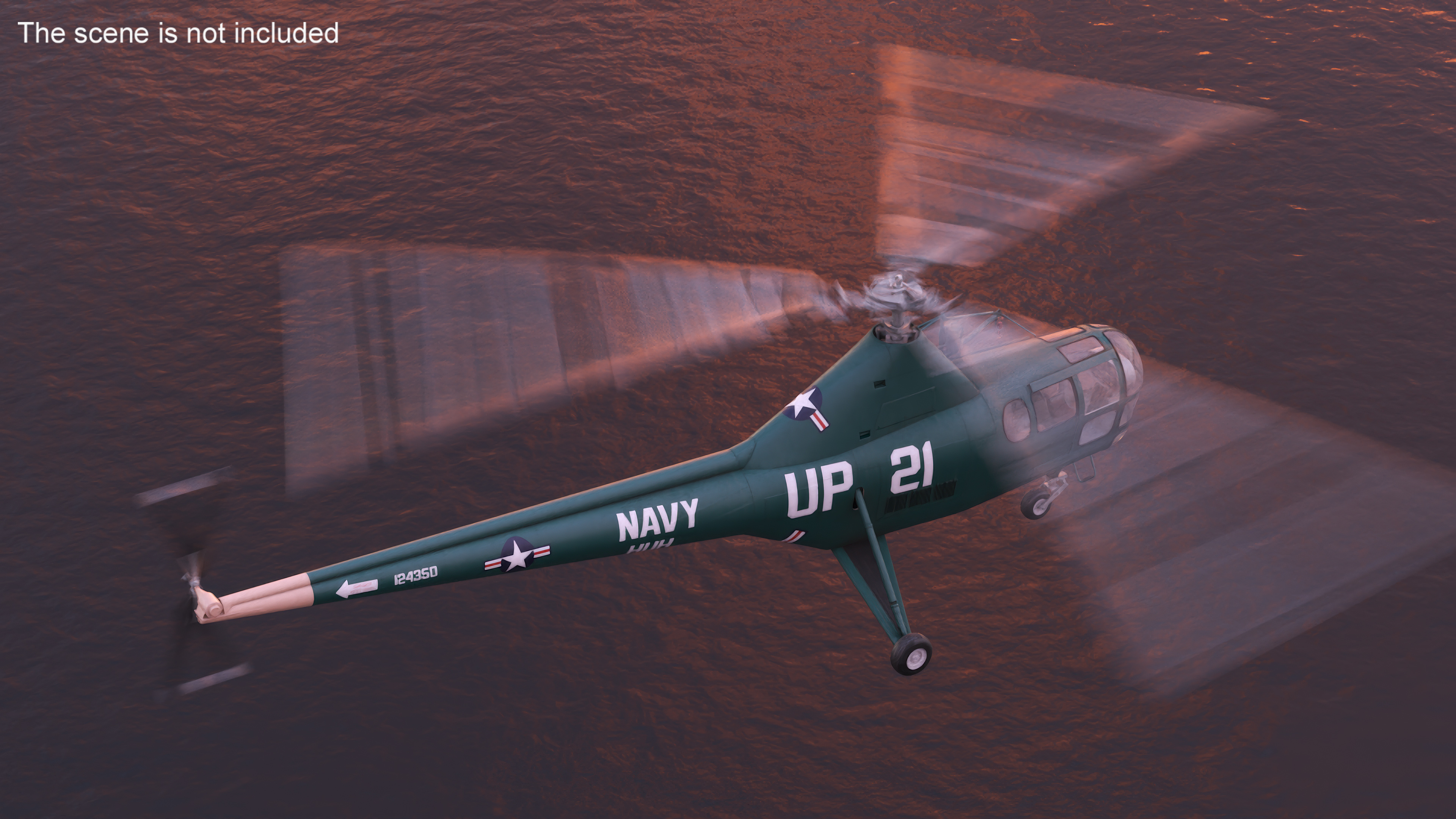 Navy Helicopter Sikorsky H-5 Green 3D model