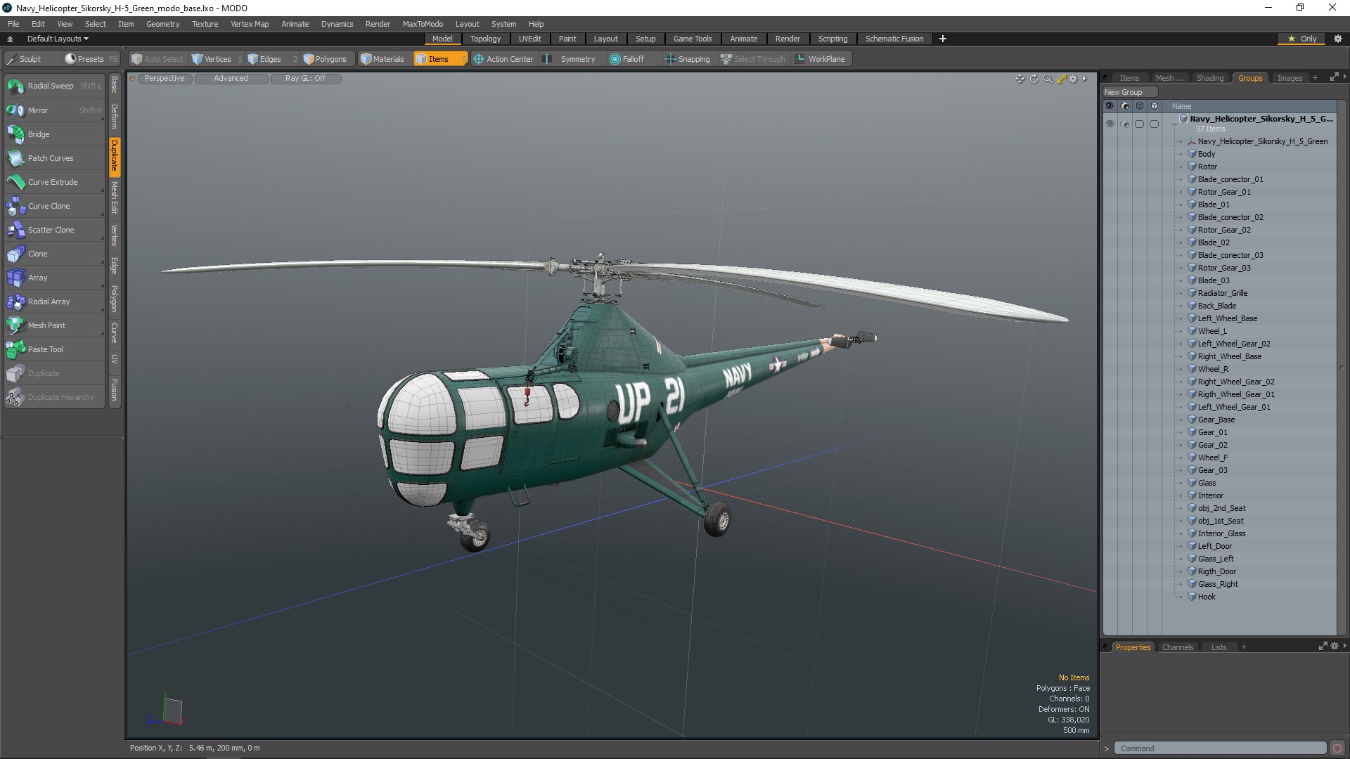 Navy Helicopter Sikorsky H-5 Green 3D model