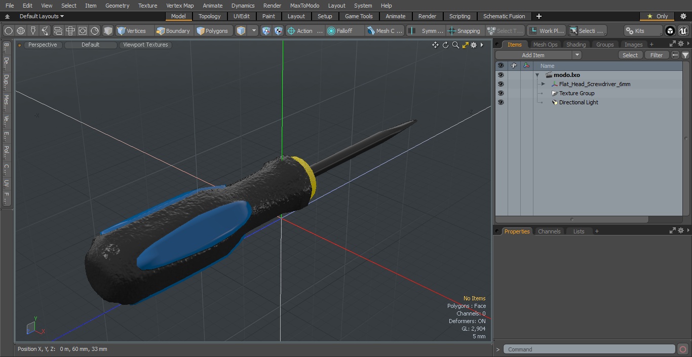 3D model Flat Head Screwdriver 6mm