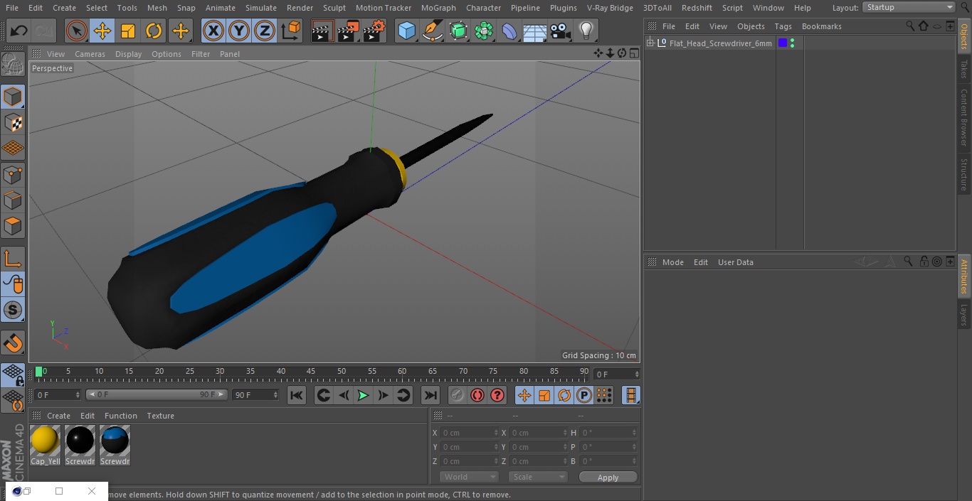 3D model Flat Head Screwdriver 6mm