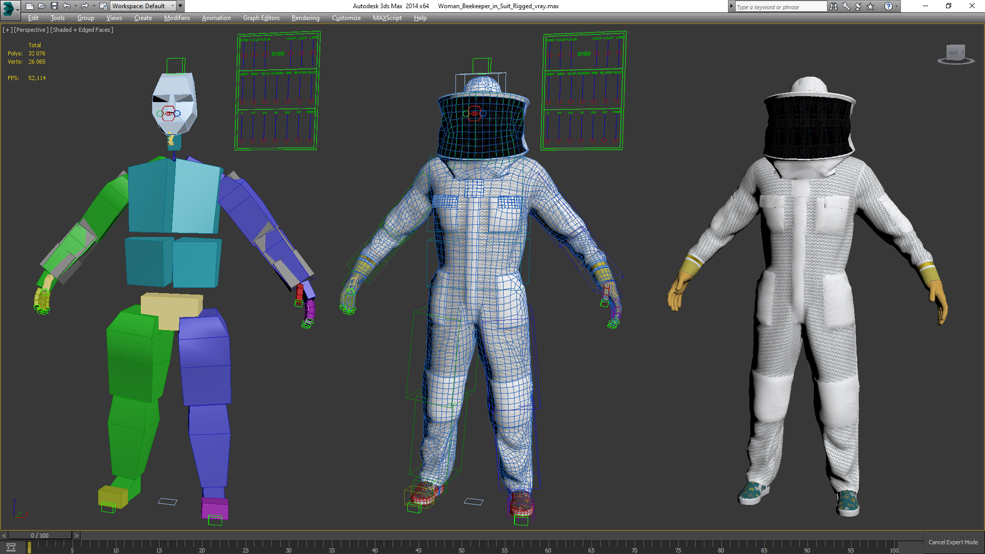 3D model Woman Beekeeper in Suit Rigged