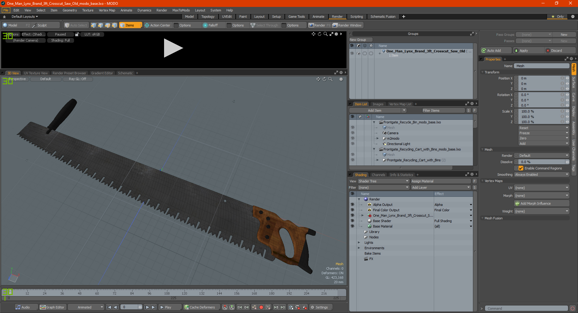 One Man Lynx Brand 3ft Crosscut Saw Old 3D model