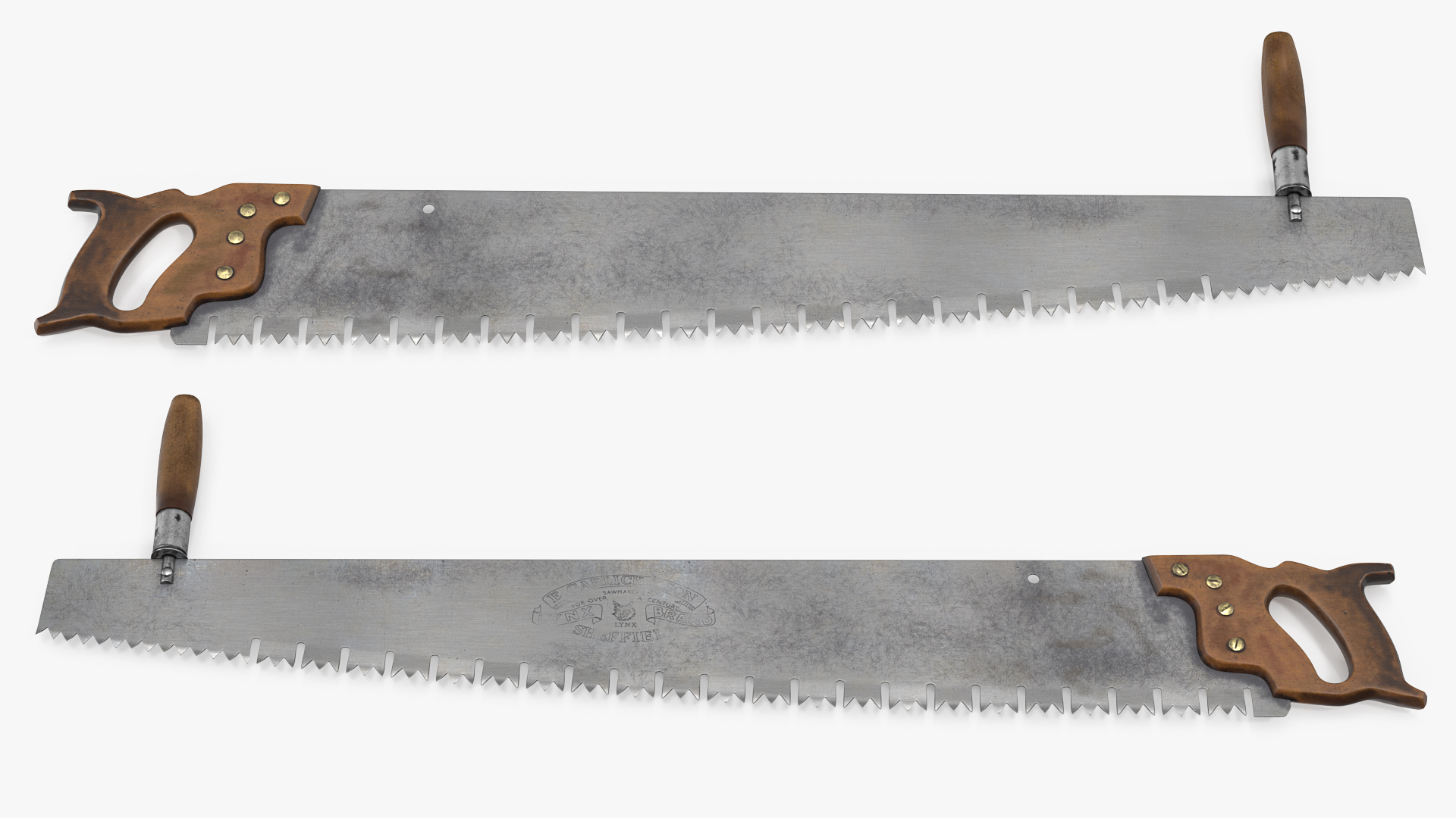 One Man Lynx Brand 3ft Crosscut Saw Old 3D model