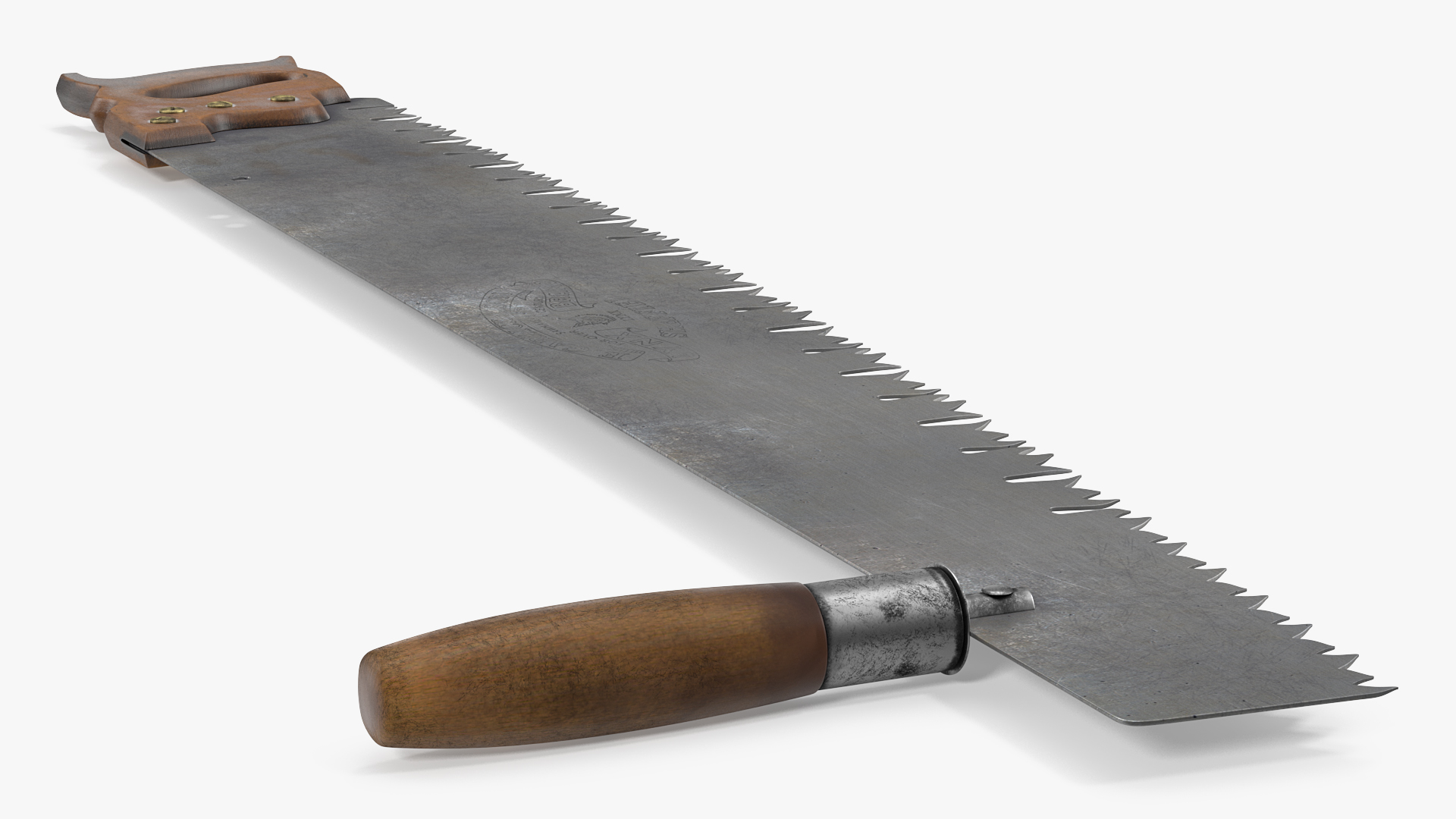 One Man Lynx Brand 3ft Crosscut Saw Old 3D model