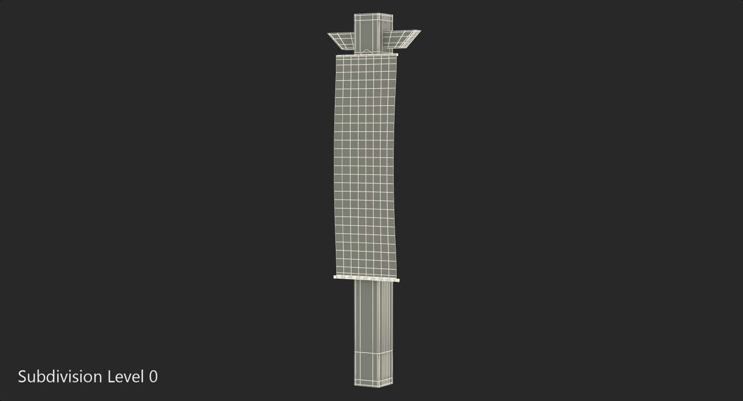 Wooden Japanese Column with Banner 3D model